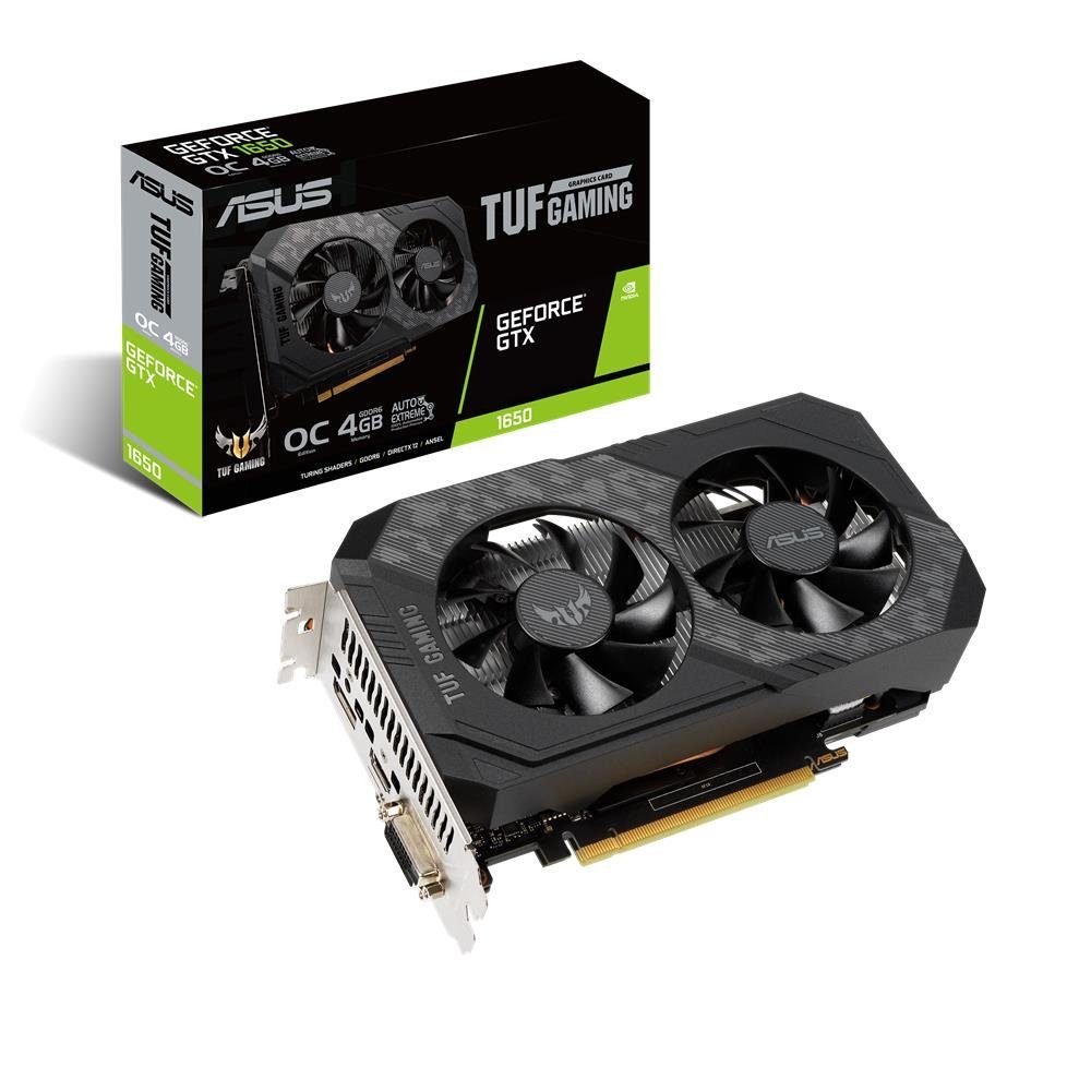 Asus TUF Nvidia GeForce GTX 1650 Grafikkarte (4GB, GDDR6, Power OC Edition,  PCIe HDMI DVI DP, schwarz)