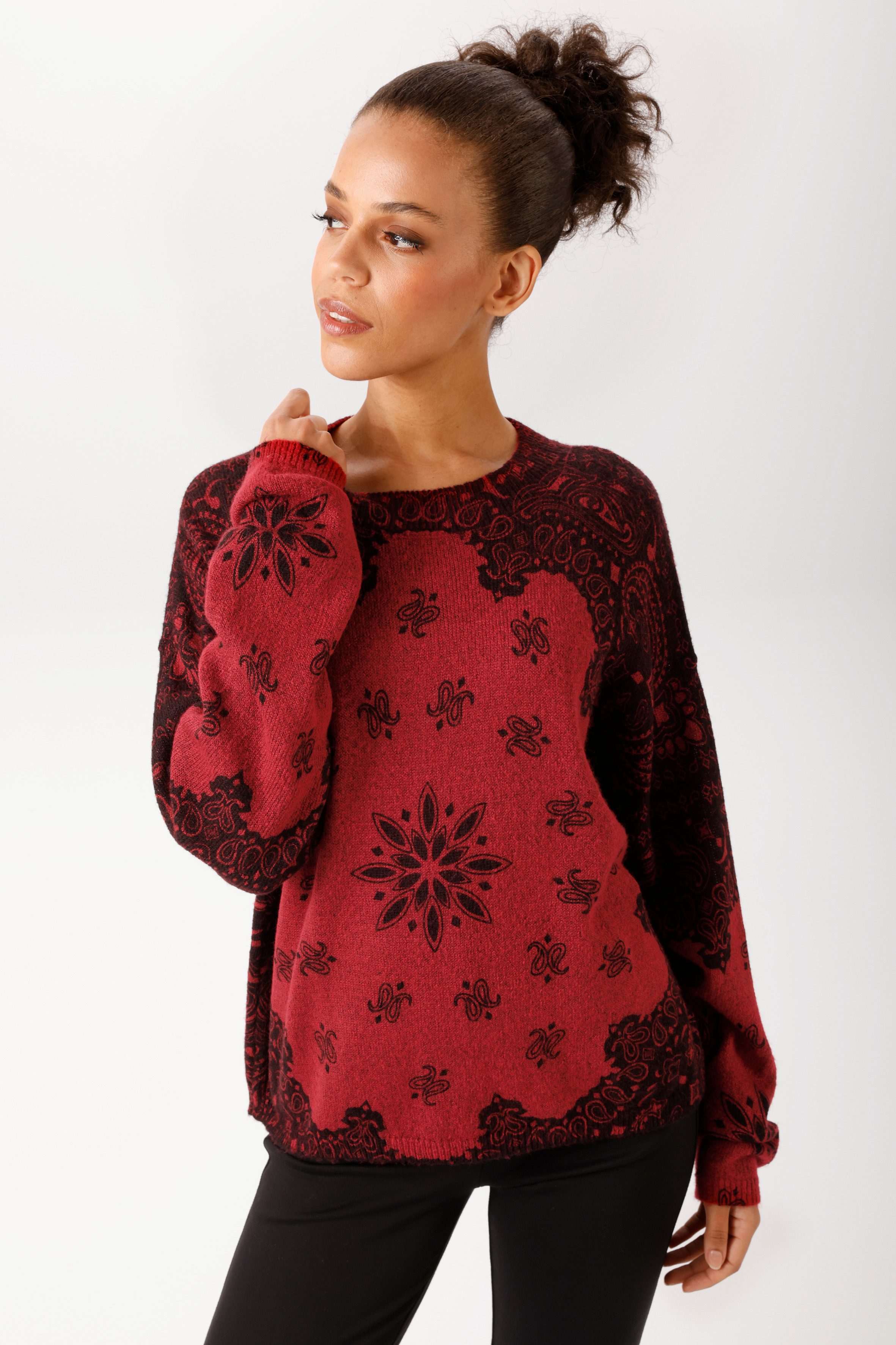 Aniston CASUAL Strickpullover mit fantasievollen Mustern bedruckt - NEUE KOLLEKTION