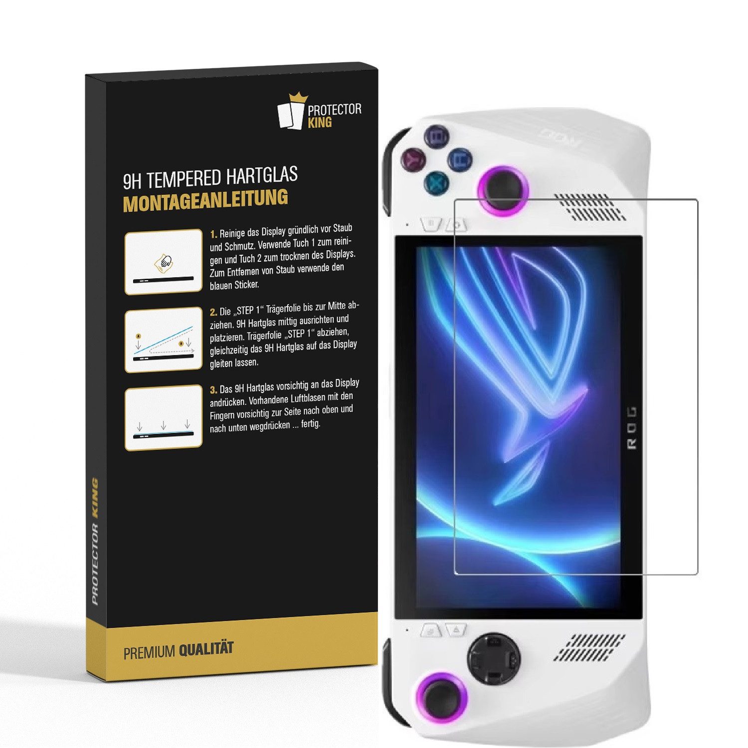 Protectorking Schutzfolie 6x 9H Panzerglas für Asus Rog Ally HD KLAR echtes Tempered Glass Panze, (6-Stück), Displayschutz, Schutzglas ECHTES TEMPERED 9H Panzerglas 3D-KLAR