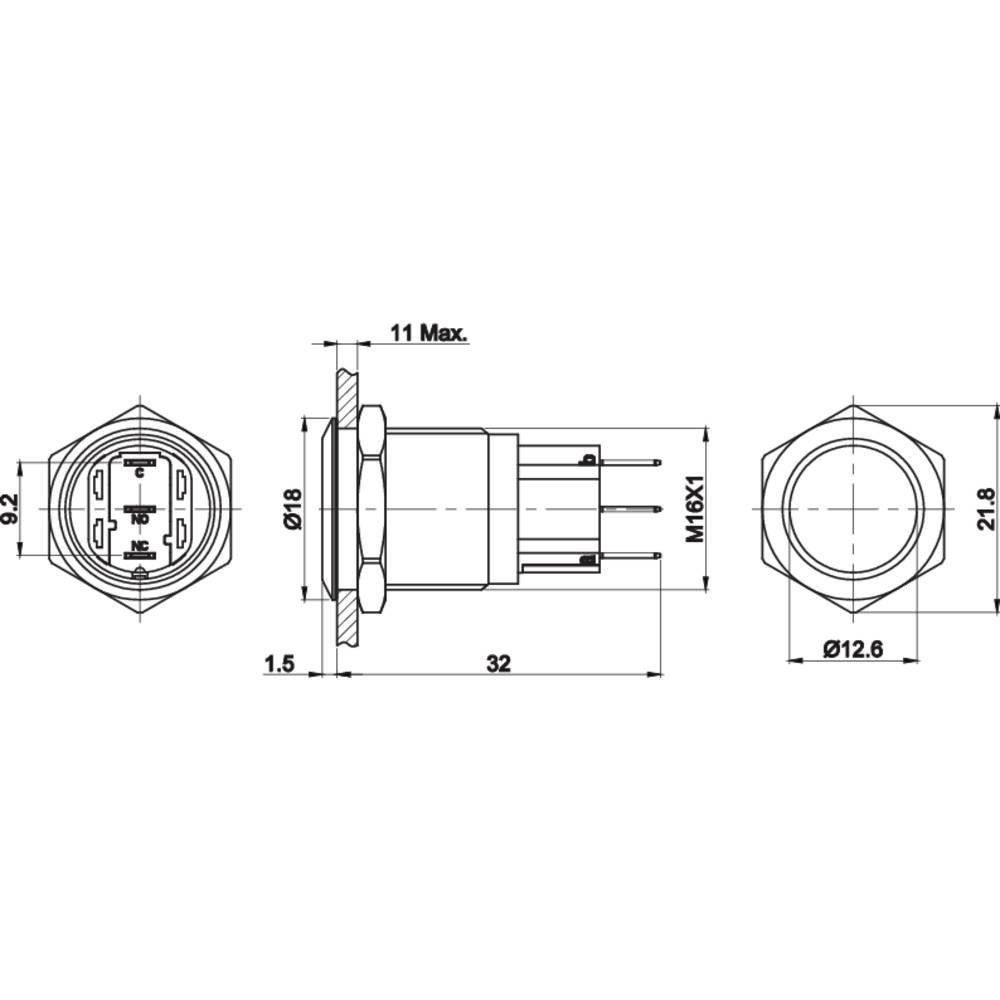 überlistungssicher, Druckschalter TRU Drucktaster für COMPONENTS Serie Schalter GQ16-KF,