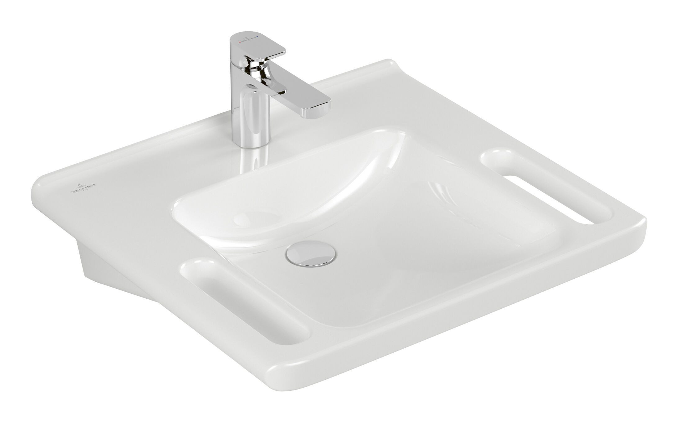 Villeroy & Boch Waschbecken ViCare, ViCare mit 1 Hahnloch ohne Überlauf 600 x 550 x 180 mm - Weiß Alpin