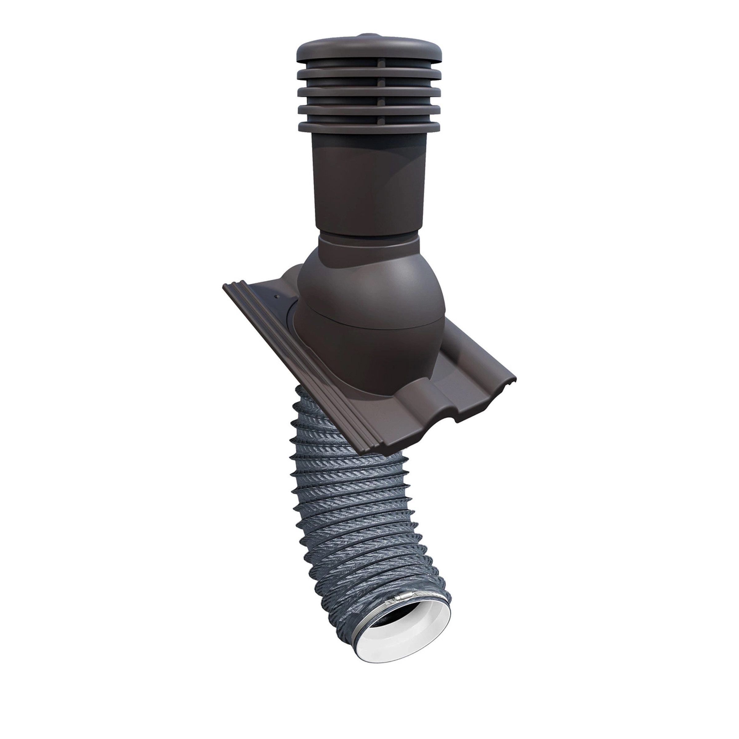 Bandloo Abluft-Set bandloo Set VENTOS X PLUS Dachlüfter 150mm Braun + Flexrohr Grau
