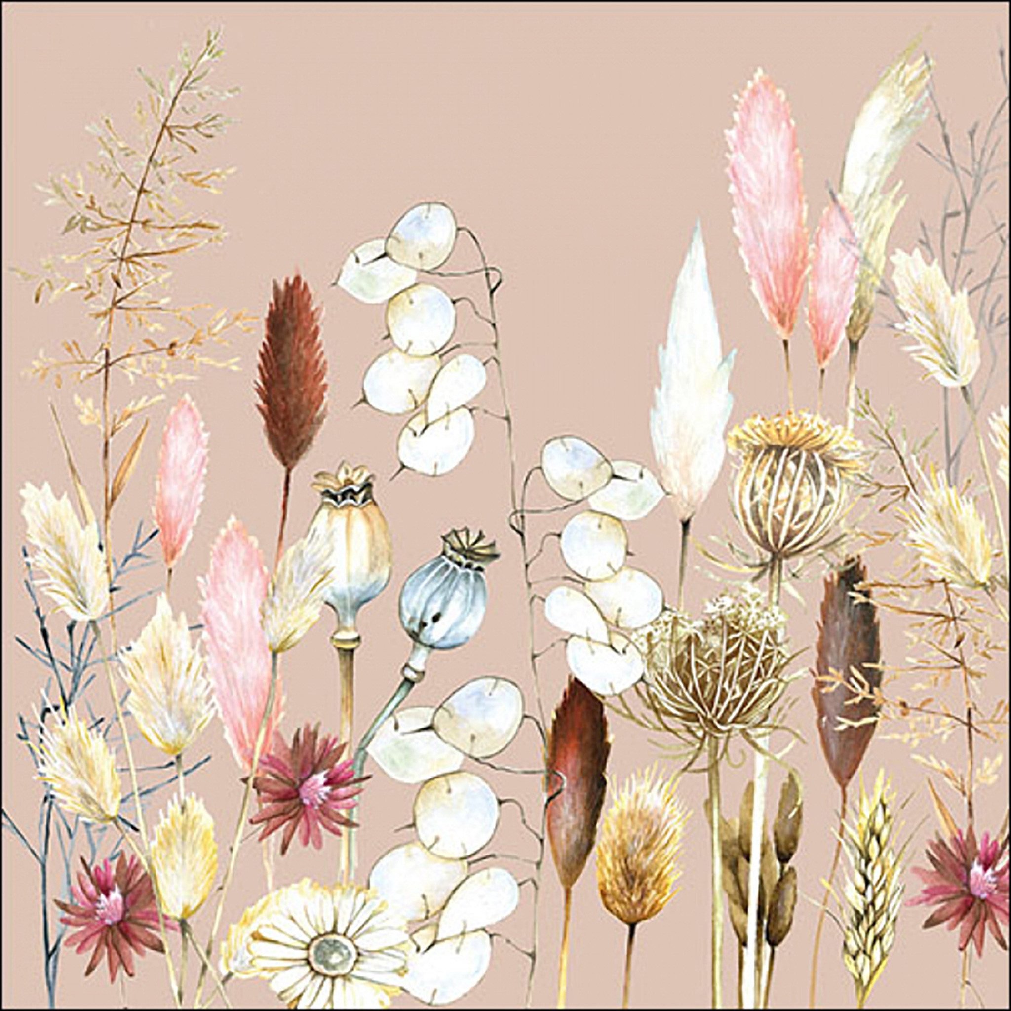 Ambiente Luxury Paper Products Papierserviette, Servietten Papier 33x33cm 3-lag mit Vintage Trockenblumen Motiv 20 Stk