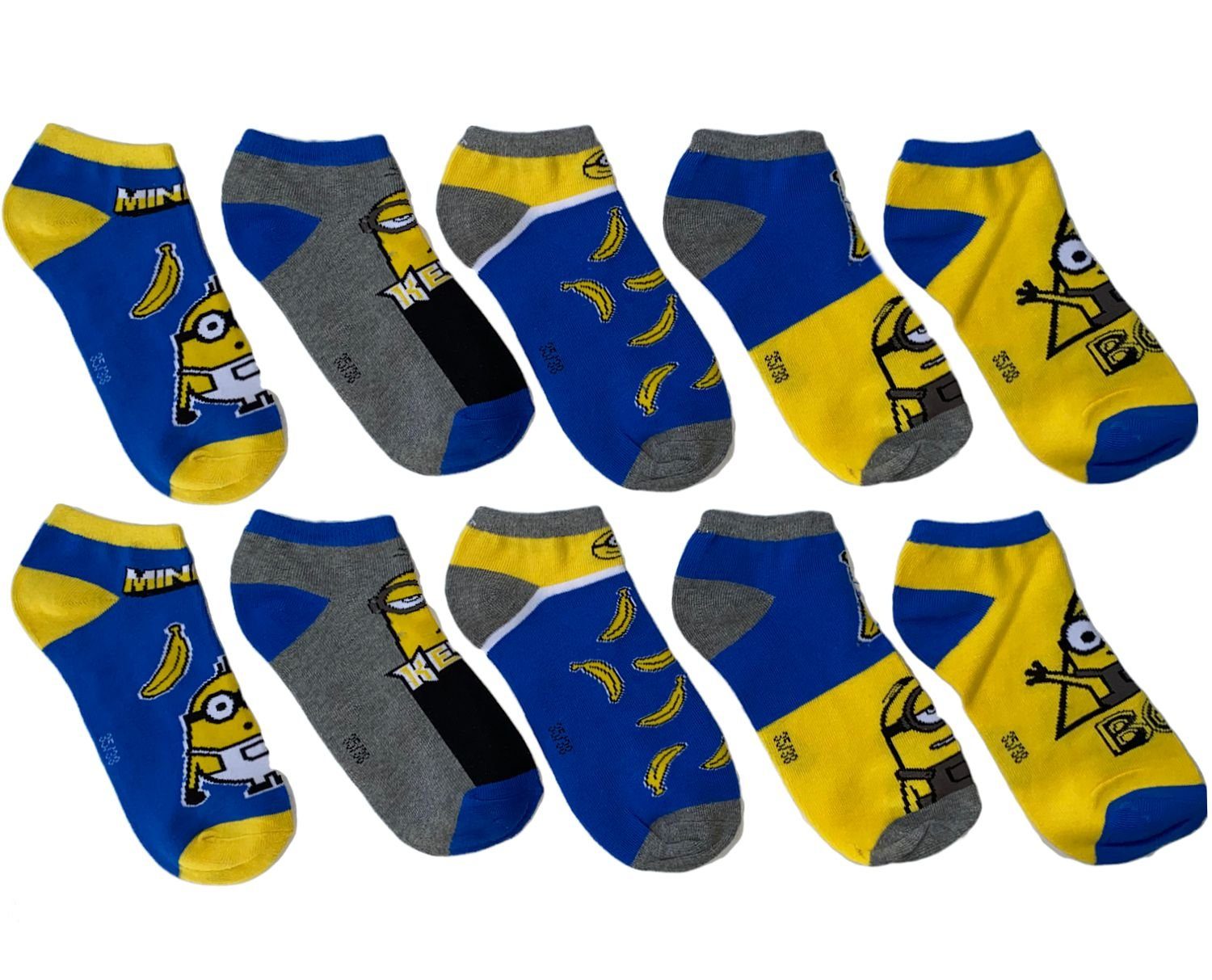 Minions Sneakersocken MINIONS 5 Paar Socken im Set kurze Kinderstrümpfe