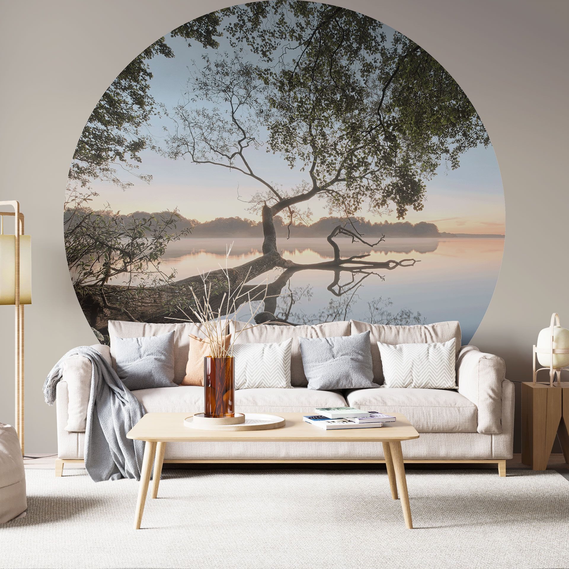 K&L Wall Art Fototapete selbstklebend Vliestapete Blumen Wandbild rund Vintage Natur Wanddeko, floral, bedruckt, selbstklebende Tapete