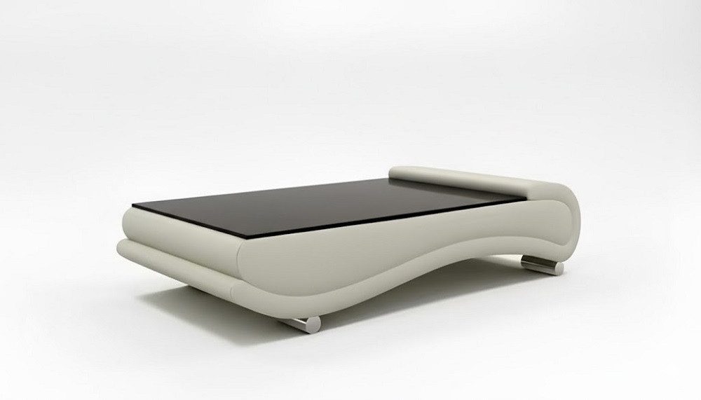 Xlmoebel Couchtisch Moderner Leder-Beistelltisch mit Glasplatte für die Couch Sofort (Couchtisch), Hergestellt in Europa