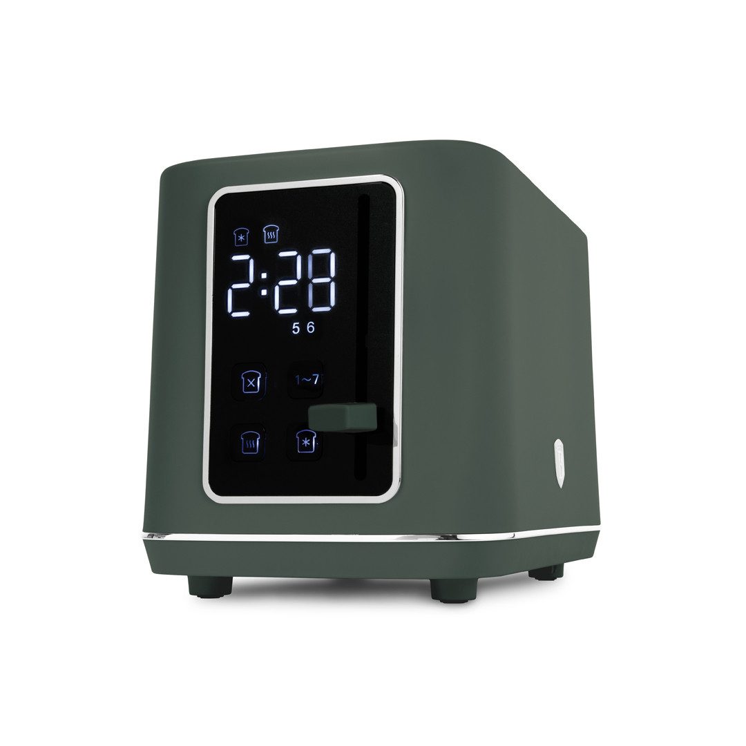 Berlinger Haus Toaster Mattgrün, 2 kurze Schlitze, für 2 Scheiben, 870 W, LED-Display, 7 Bräunungsstufen, Auftau- & Aufwärmfunktion