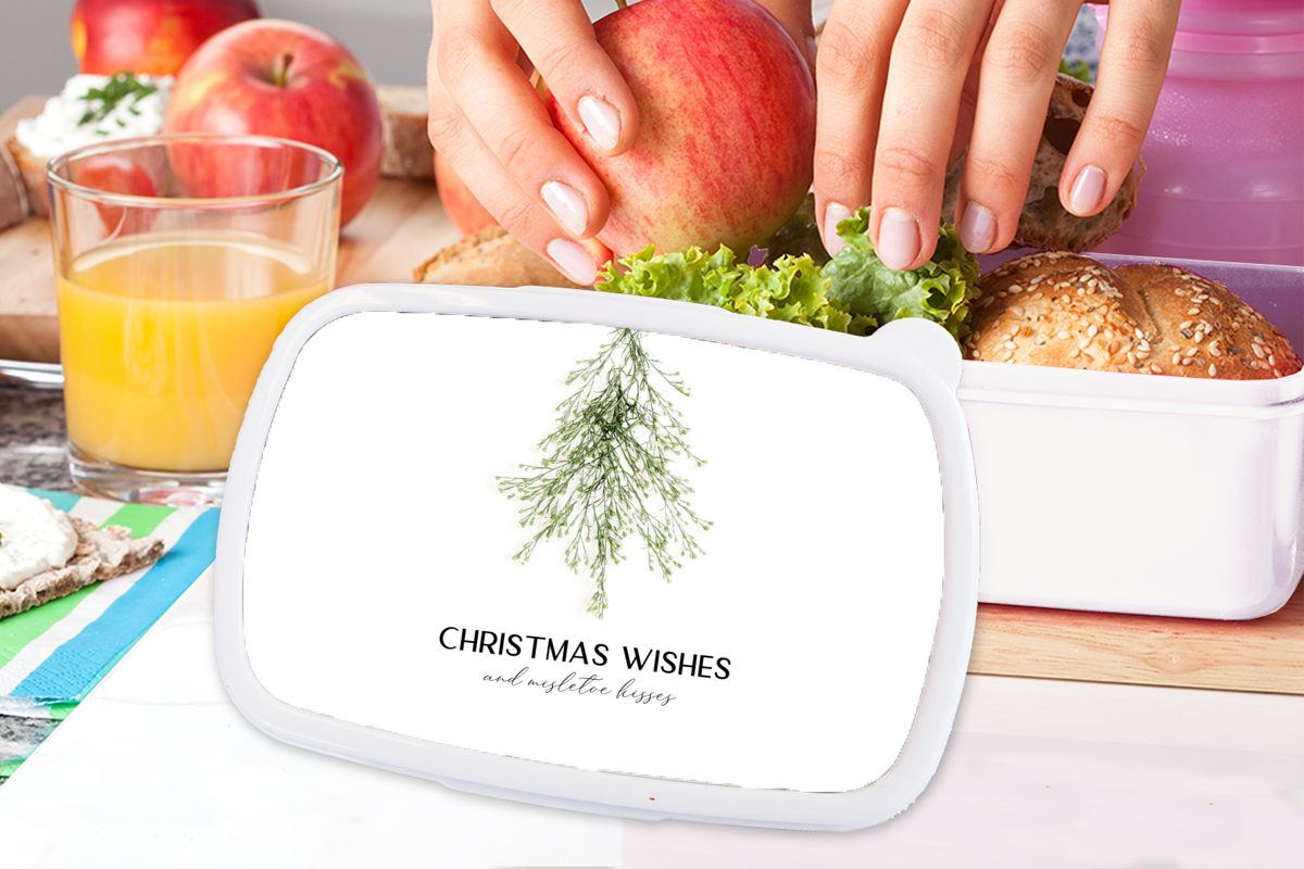 Kinder für - weiß Lunchbox (2-tlg), Zitat, und für Weihnachtsbaum - MuchoWow Weihnachten Mädchen Jungs und Kunststoff, Brotdose, Erwachsene, Brotbox