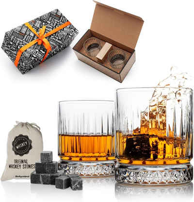 Hediyesepeti Cocktail-Set Whisky Stones Set mit 12 Marmor Eiswürfeln und 2 Gläsern inklusive, (12-tlg)