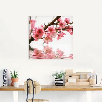 Artland Wandbild Pfirsichblüten reflektieren im Wasser, Blumen (1 St), als Leinwandbild in verschied. Größen