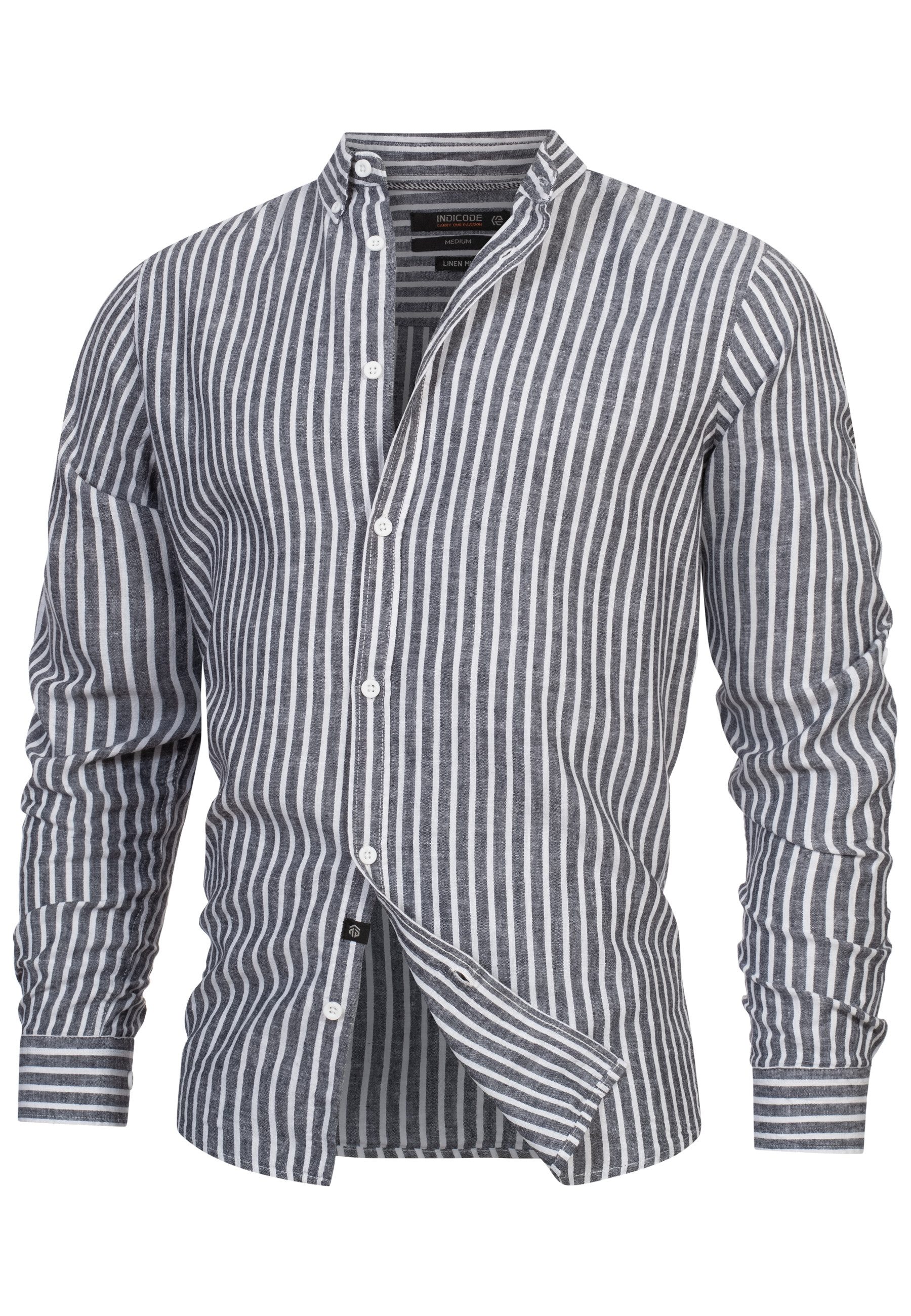 Indicode Langarmhemd Herren Brayden Herrenhemd Langarm mit Button-Down-Krag günstig online kaufen