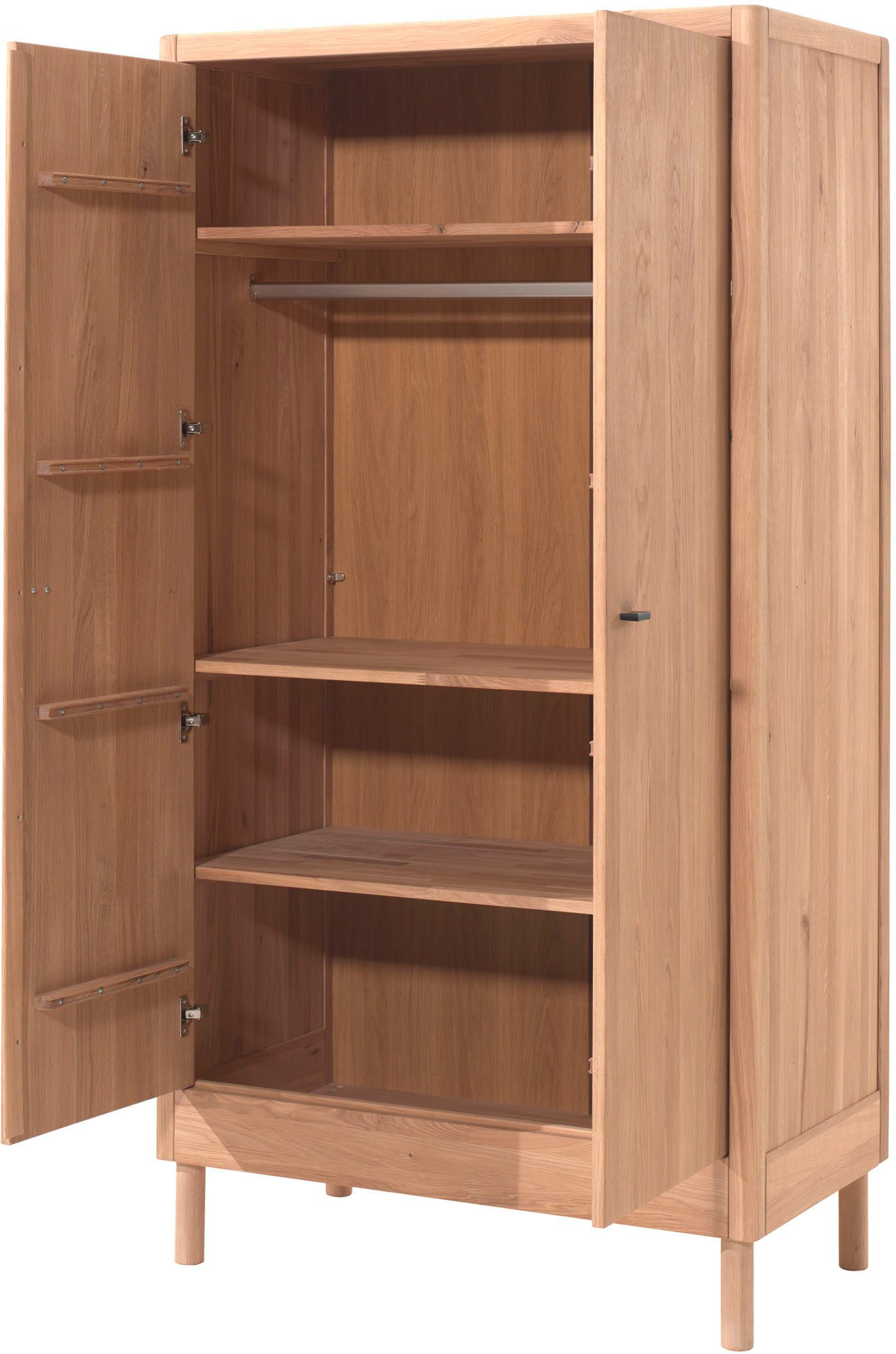 Home affaire Kleiderschrank Forrest mit 2 Drehtüren (Soft-Close), Made in Europe, zeitloses Design (B/H/T ca: 100x190x55 cm, Eiche massiv natur geölt) praktische Facheinteilung, viel Stauraum, hochwertige Verarbeitung