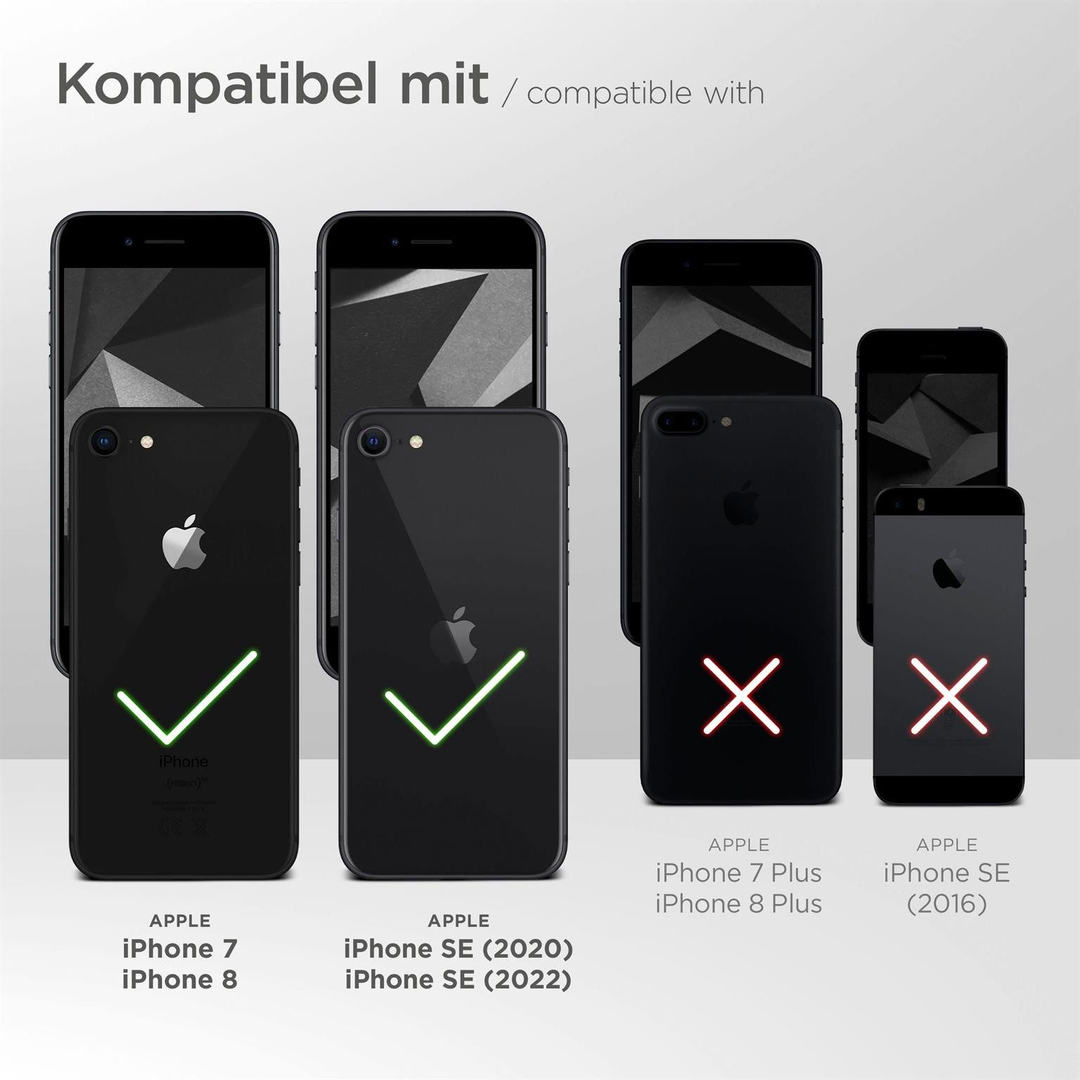 ONEFLOW Handyhülle für iPhone 7 Premium Hülle Business Cover Schwarz 4,7 Zoll, 360 Grad Schutzhülle Flip Case Etui Klapphülle Dünn Leder Handy Tasche