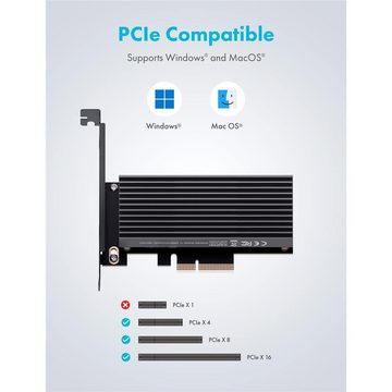 GRAUGEAR Computer-Kühler M.2 NVMe PCIe 4.0 Karte mit Kühlkörper, SSD PCI Card Konverter, Wärmeleitpad, Erweiterungskarte, schwarz