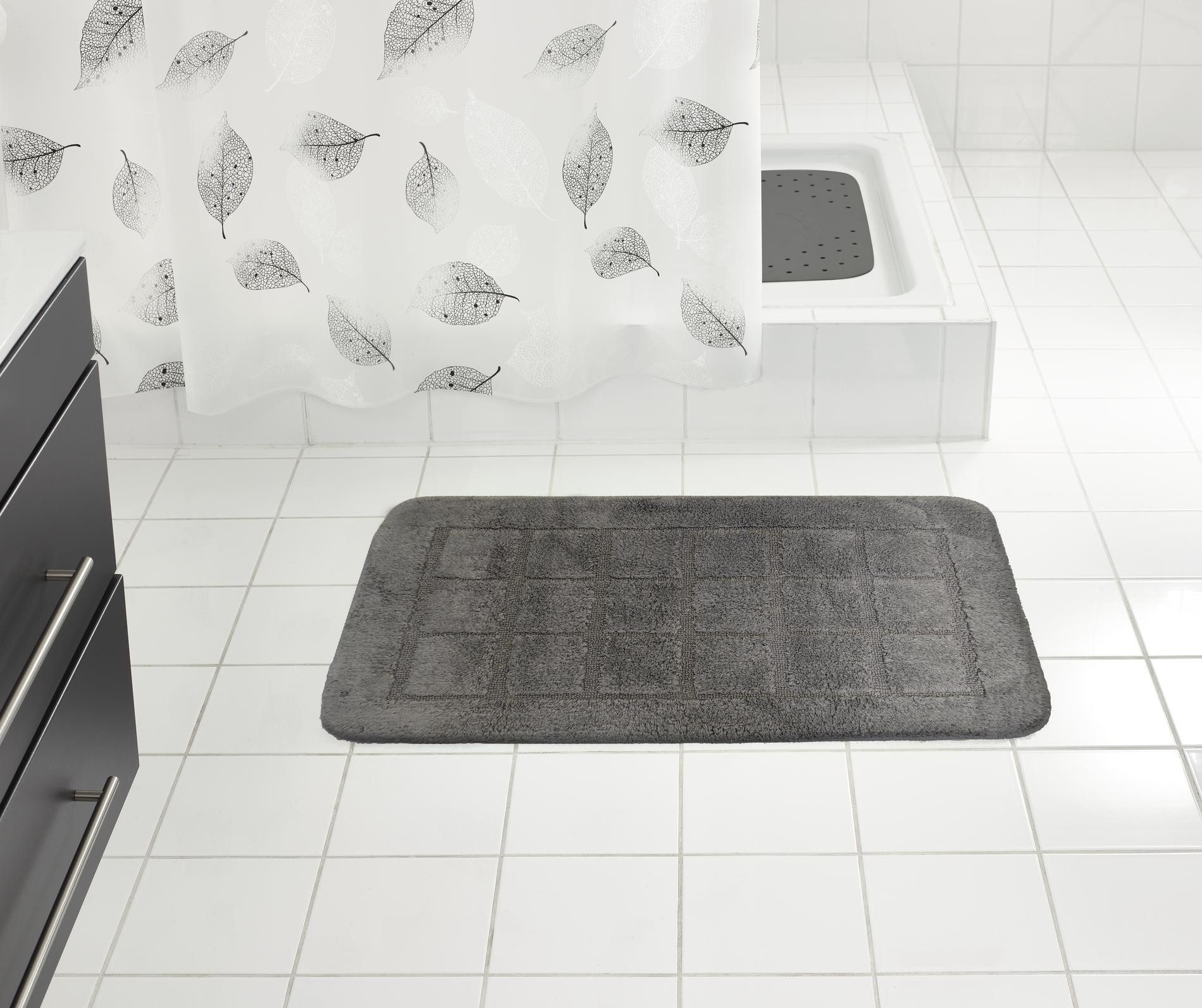 Ridder Badematte Delhi grau, Höhe 80 mm, 100% Polyester-Microfaser