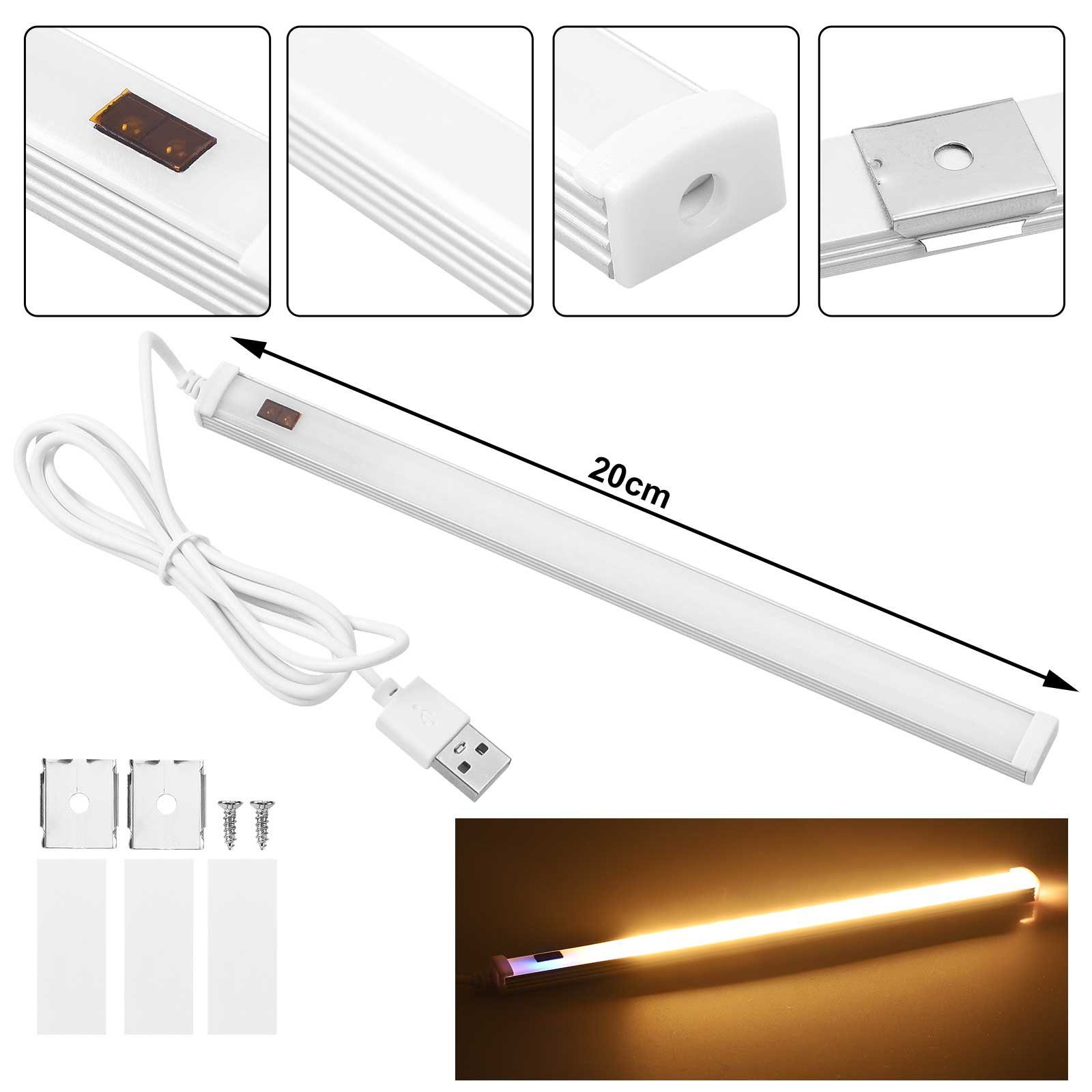Sunicol LED Unterbauleuchte Sensor-Schalter, USB Farbe veränderbar, Bad-Beleuchtung, Weiß, Schrank für Warmes
