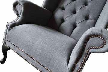 JVmoebel Ohrensessel Ohrensessel Chesterfield Sofa Couch Polster 1 Sitzer Grau (Ohrensessel), Made In Europe