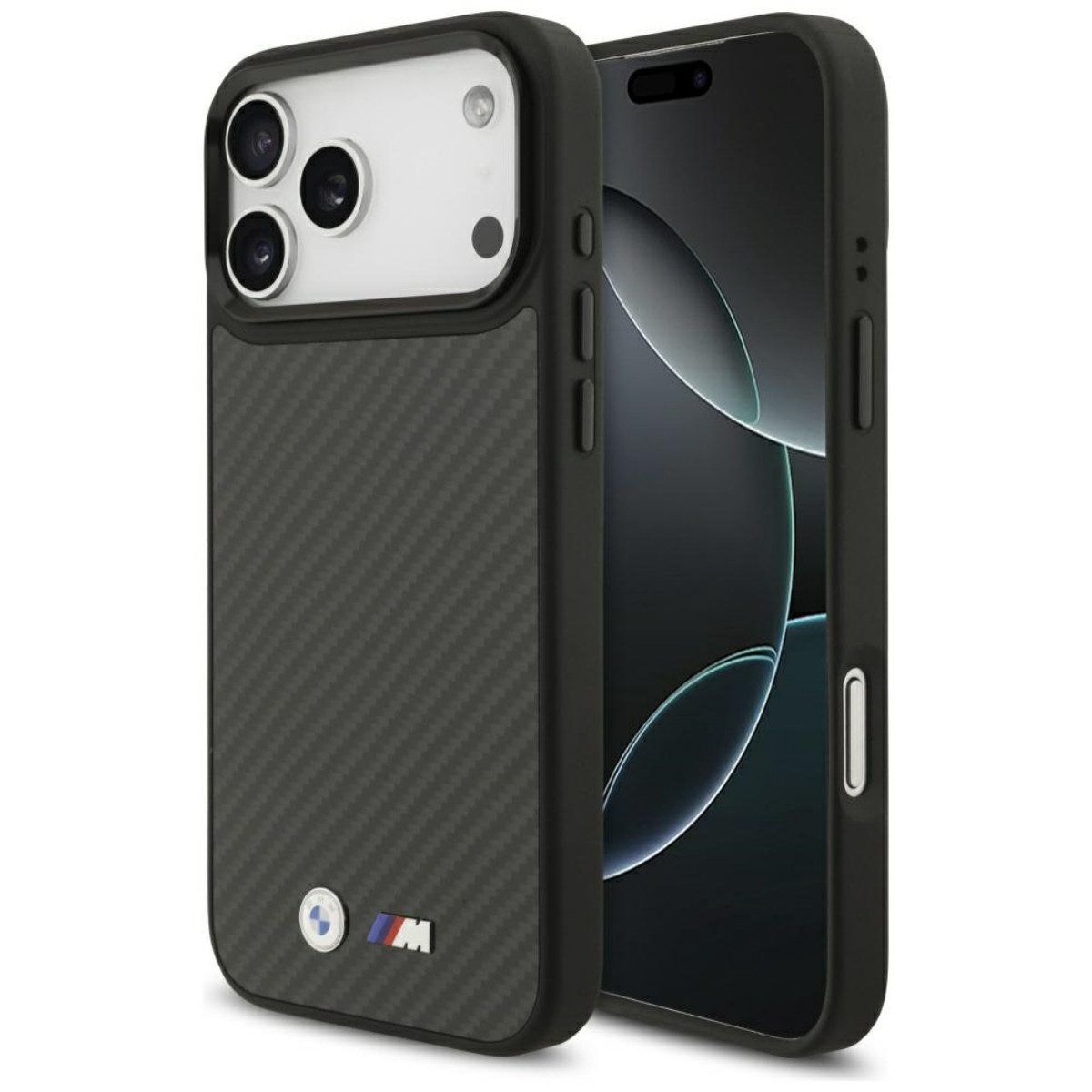 BMW Handyhülle Kevlar mit Magnetfunktion Kompatibel mit iPhone 17 Pro Max Schwarz 6,9, Matt zwarte Kevlar-Struktur mit sportlichem Design und Magnetfunktion