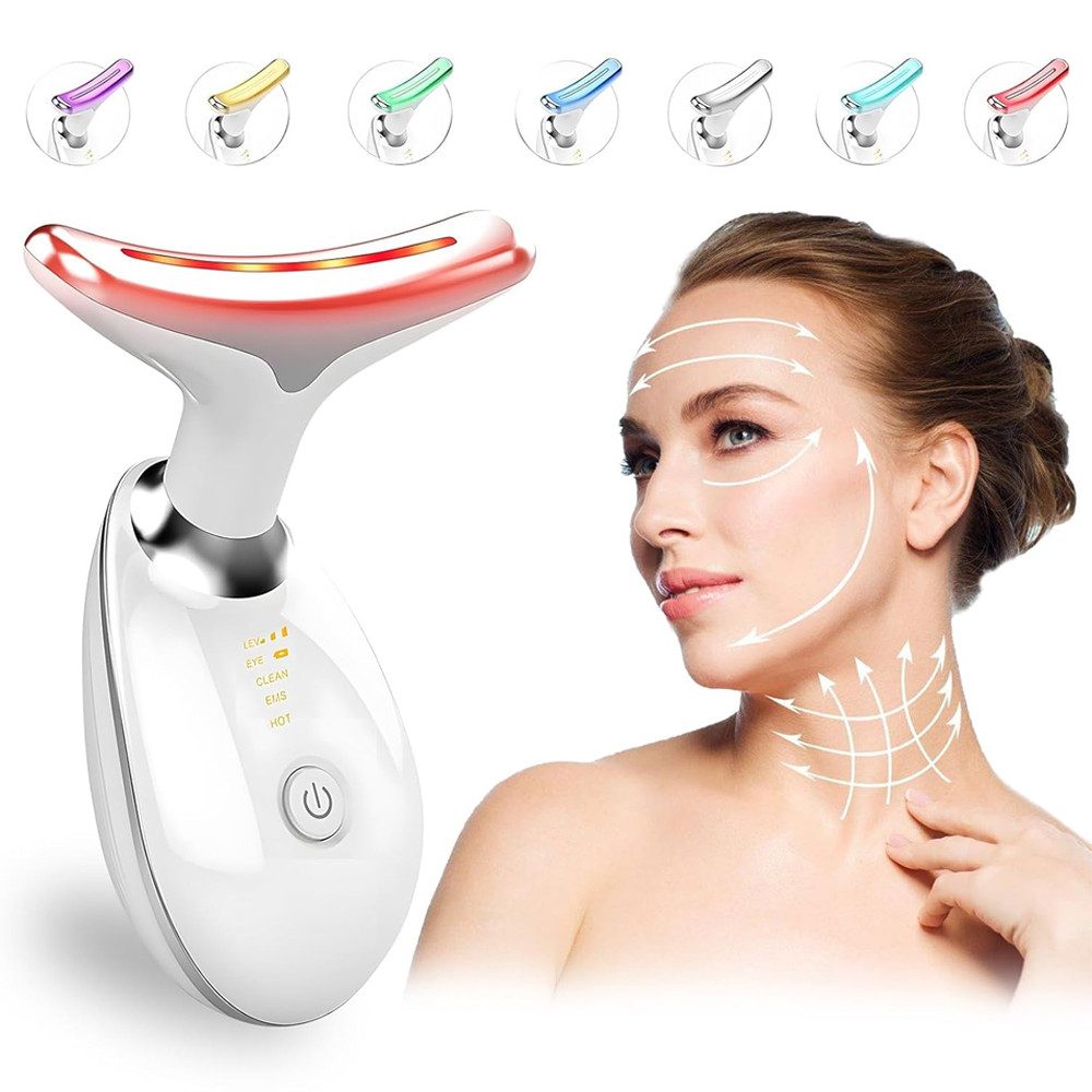 TUWENA Gesichtsmassagegerät 7 Farben LED Licht EMS Gua Sha Elektrisch, Elektrisches Massagegerät