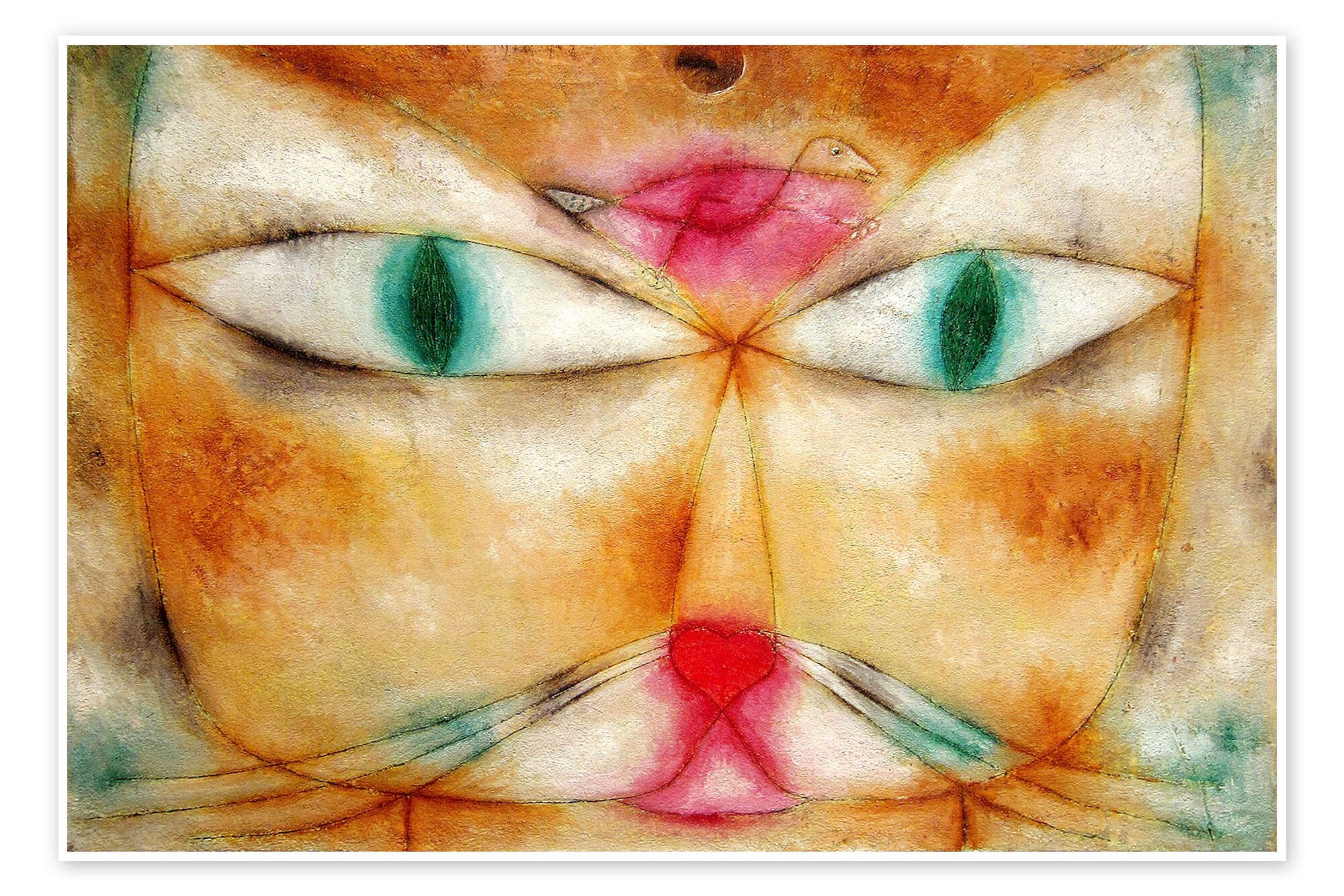 Posterlounge Wandbild Katze und Vogel, Paul Klee, erhältlich als Poster, Leinwandbild, Wandsticker oder Acrylglasbild