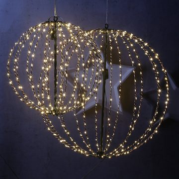 MARELIDA LED Kugelleuchte LED Drahtkugel Leuchtkugel faltbar D: 36cm 192LED für Innen Außen, LED Classic, warmweiß (2100K bis 3000K)