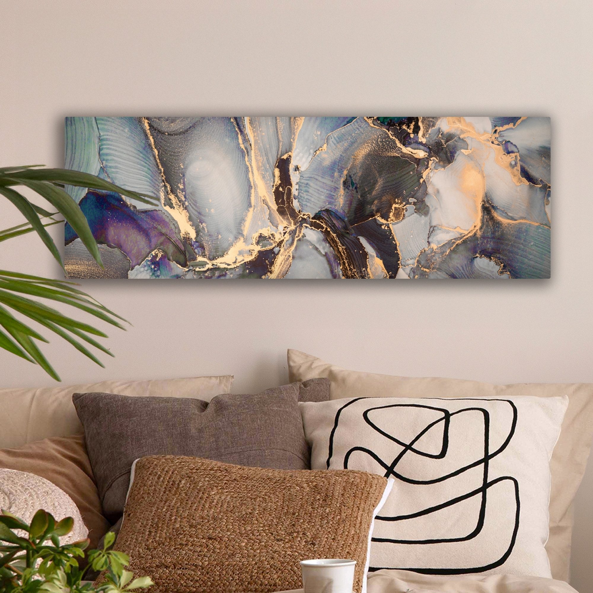 OneMillionCanvasses® Leinwandbild Panorama Gold - Blau günstig online kaufen