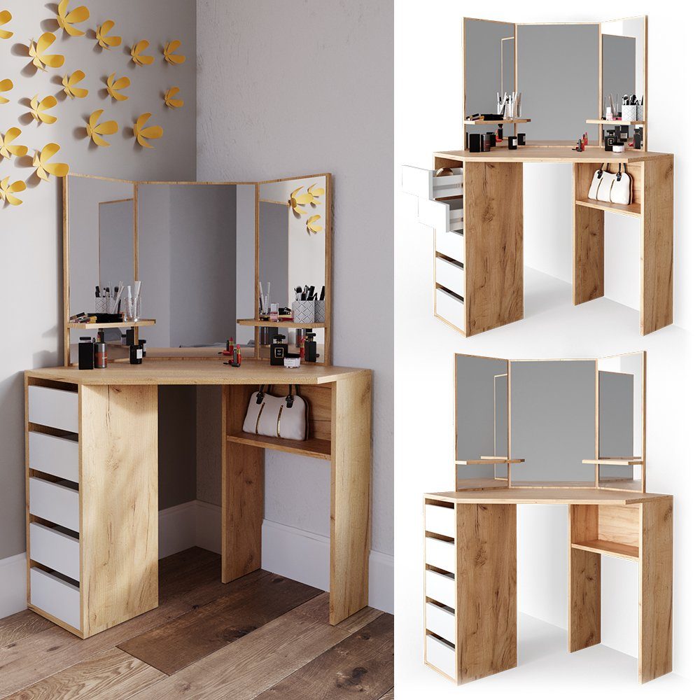 Vicco Schminktisch Arielle, Eiche/Weiß, 110 cm günstig online kaufen