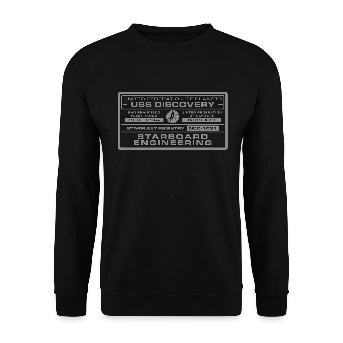 Sweatshirt Star Trek Discovery Raumschiff Plakette Unisex Pullover