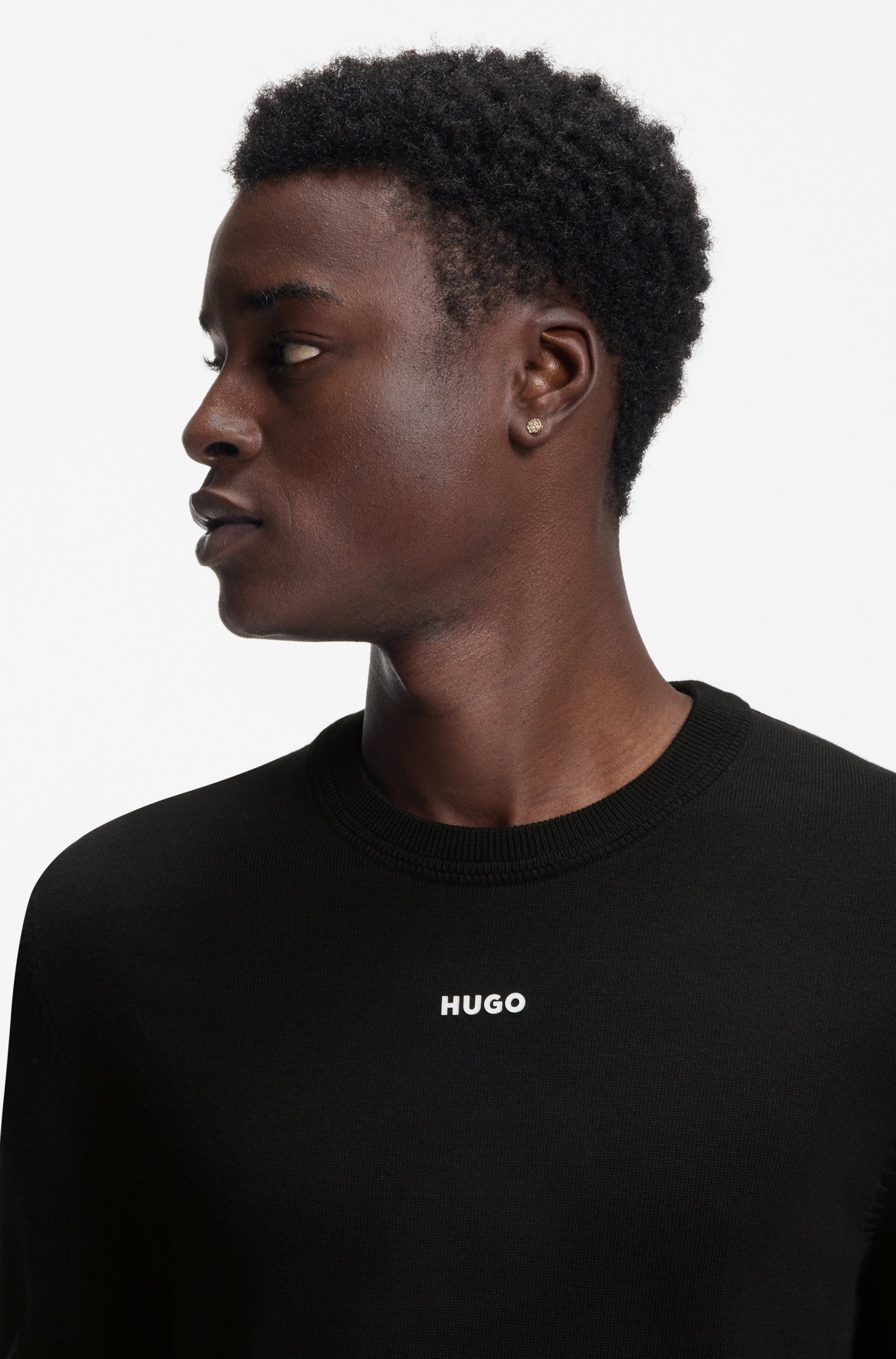 HUGO Rundhalspullover San Cassius-C2 Rundhalsausschnitt, Slim Fit, Feinstrick