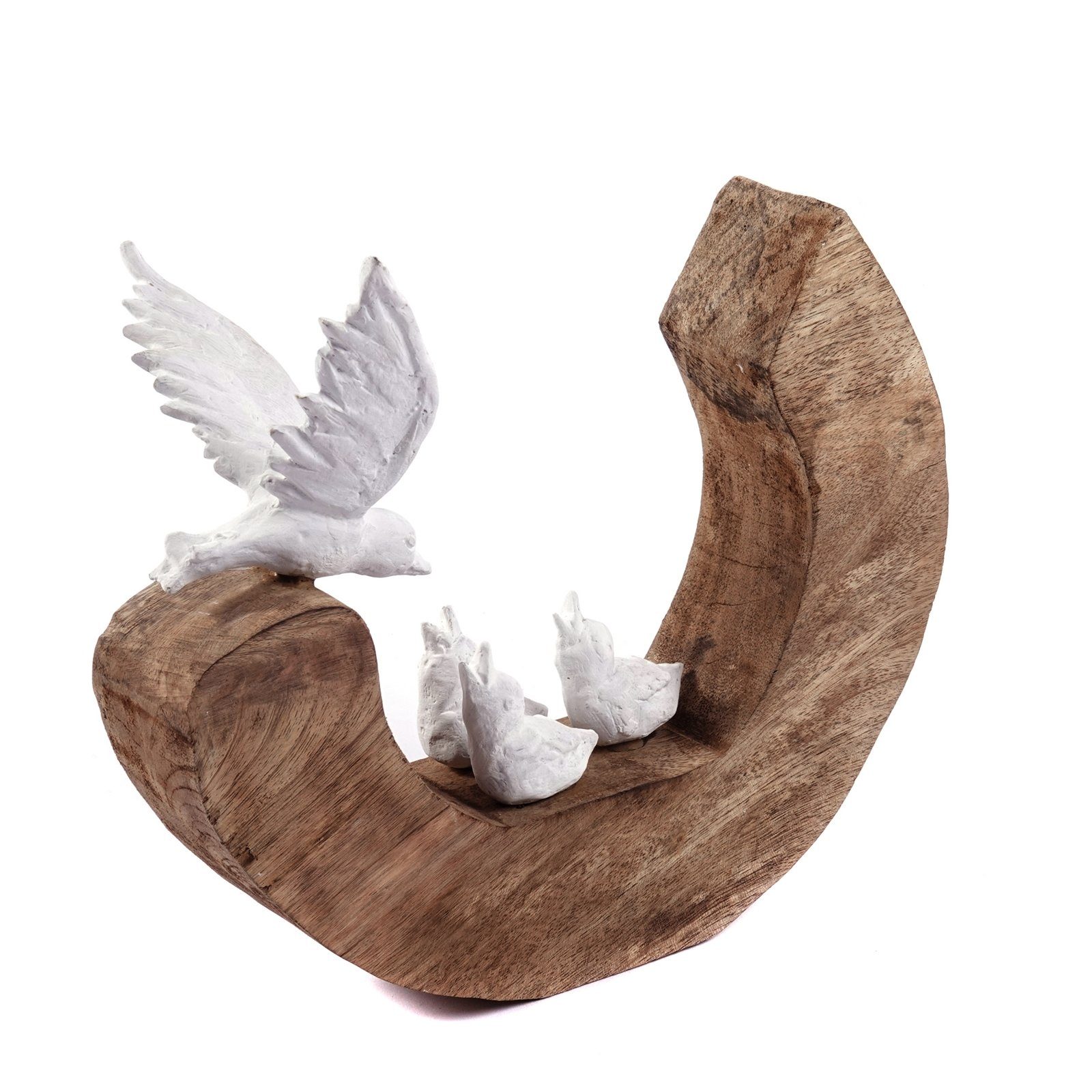 CREEDWOOD Skulptur SKULPTUR "BIRD FAMILY", Mangoholz, 29cm, Vogel Deko Obje günstig online kaufen