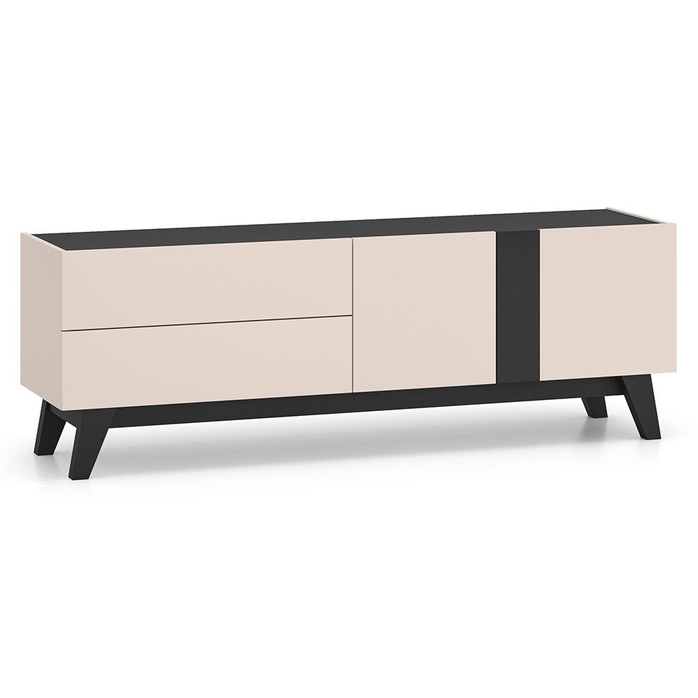 Lomadox Lowboard FRIONA-131, kaschmir schwarz Möbelfüße modern 160 cm breit TV-Board