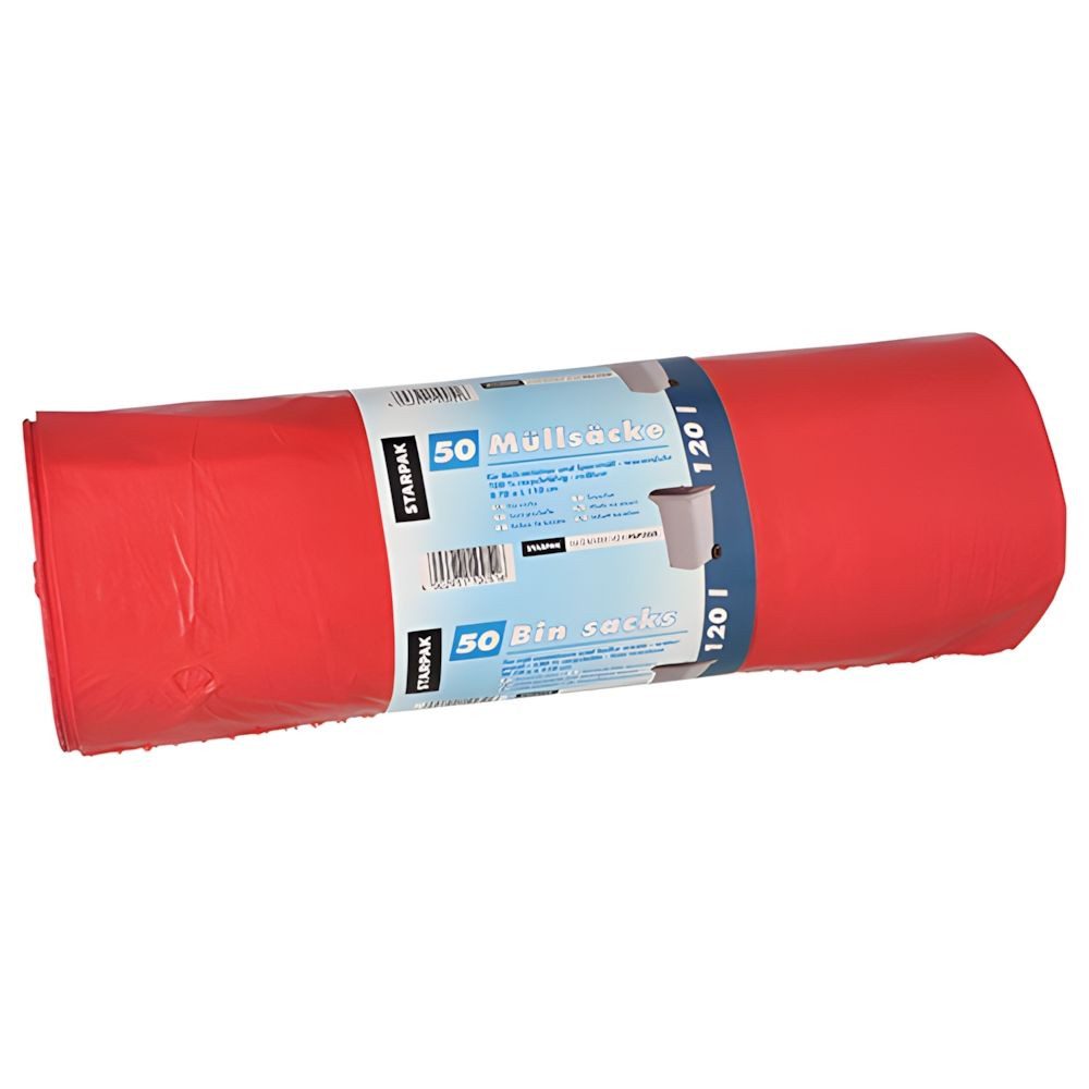 PAPSTAR Müllbeutel Müllsäcke, LDPE 120 l 110 cm x 70 cm rot 40 my 200 Stk