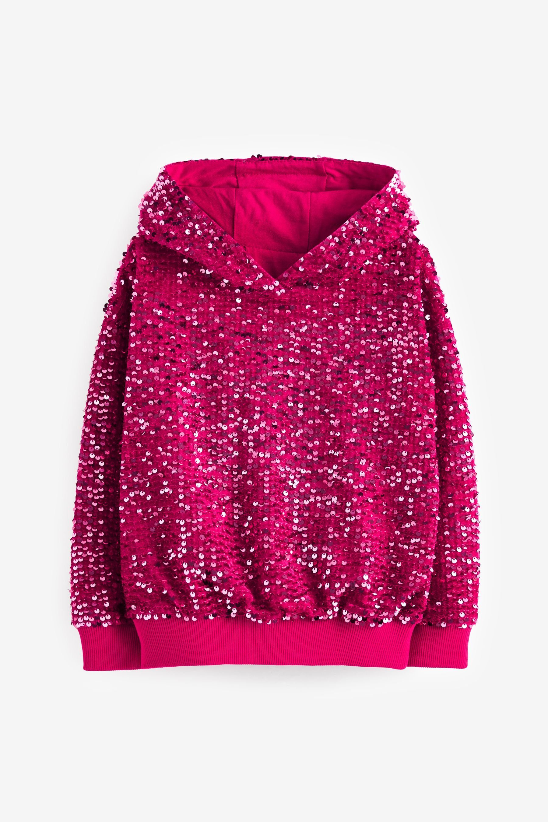 Next Kapuzenfleecejacke Kapuzensweatshirt (1-St) Pink SEQUIN