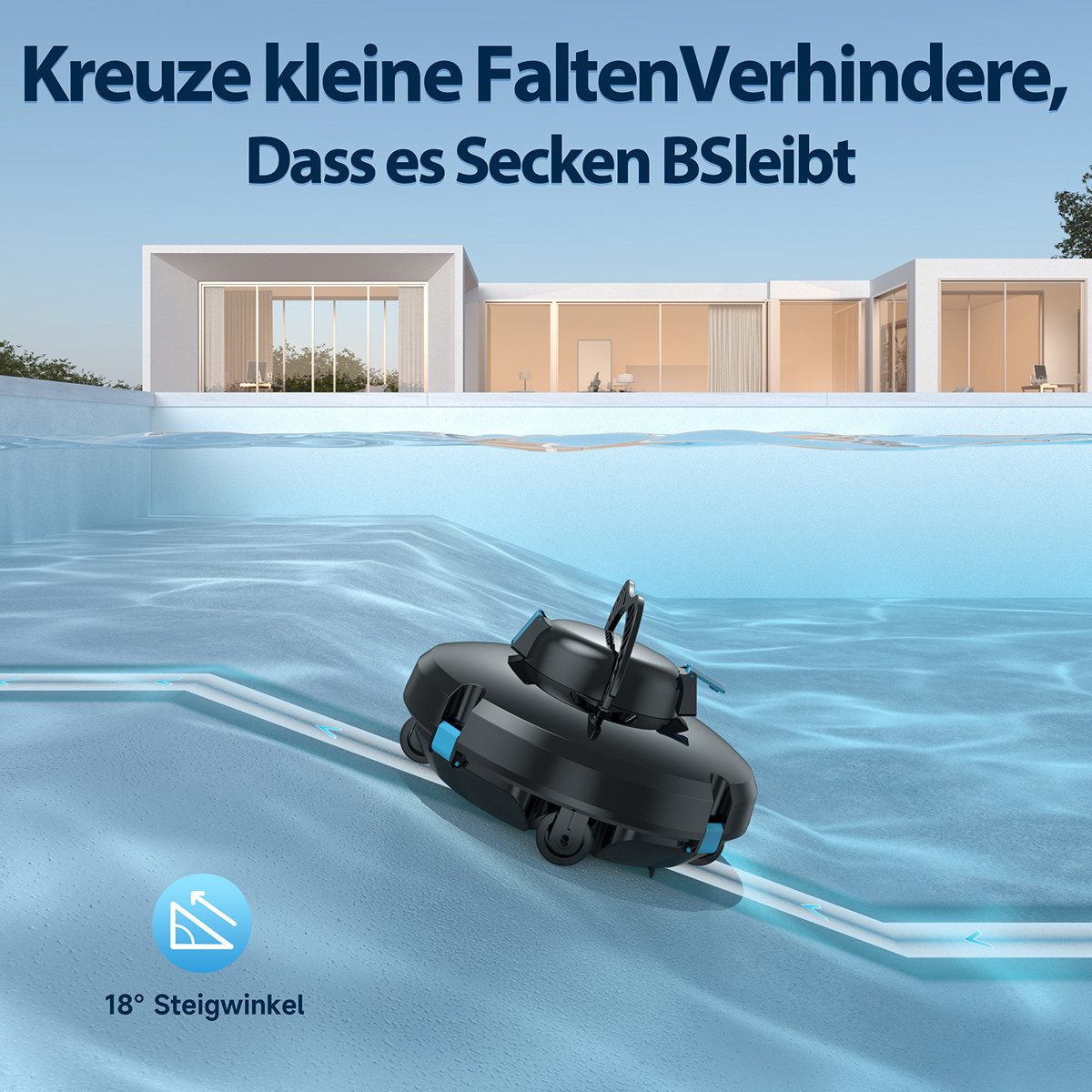 redroad Poolroboter 2026 Upgrade S1 Poolroboter Wand & Boden 180 Min Doppelfilter/10000LPH, (Set, 45.000 Pa Saugkraft, intelligente Navigation & 180 Min. Laufze – Bild 5 von 5