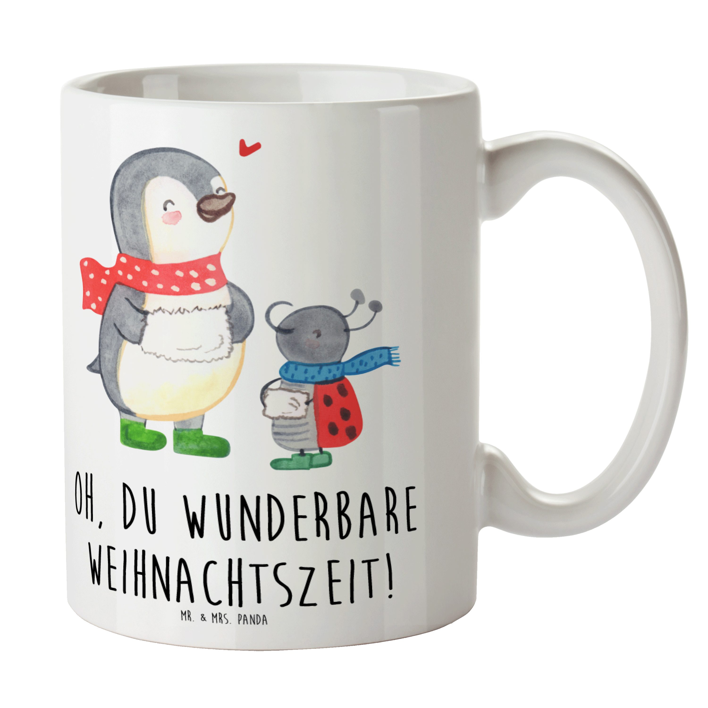 Panda Geschenk, - Keramik Weihnachten Winterzeit Mr. Tasse Weiß & Grüße, Mrs. Heiligabend, - Smörle