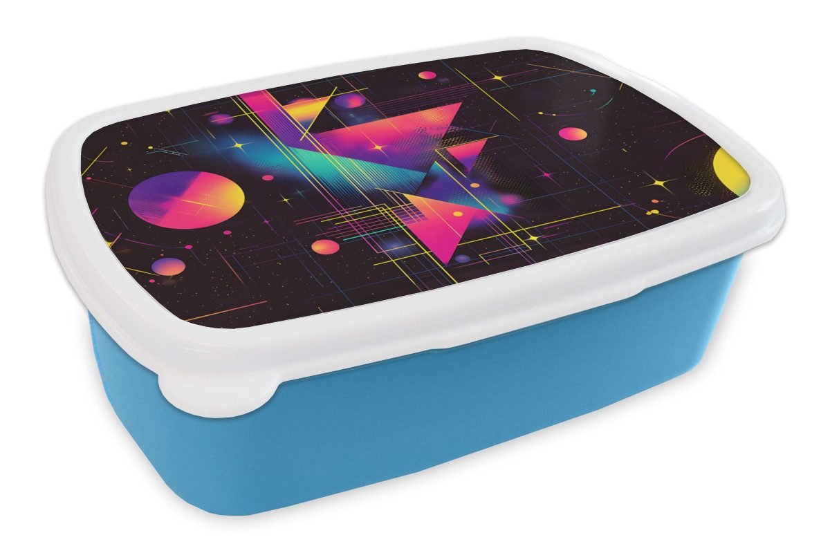 MuchoWow Lunchbox Dreiecke - Kreise - Abstrakt - Sterne, Kunststoff, (2-tlg), Brotdose, Lunchbox, Brotbox für Kinder und Erwachsene