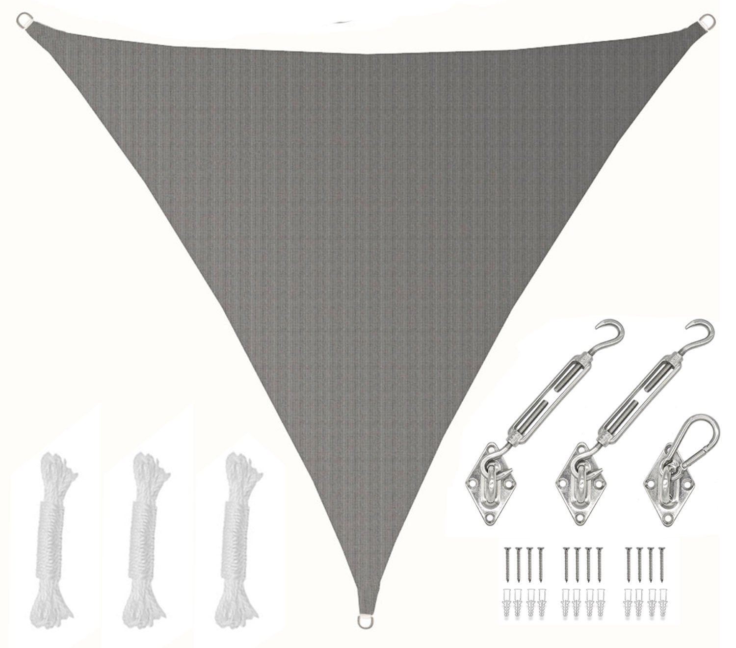 Sonnensegel mit Befestigung - 5 x 5 x 5 Winddurchlässig - Garten, Terrasse, Balkon