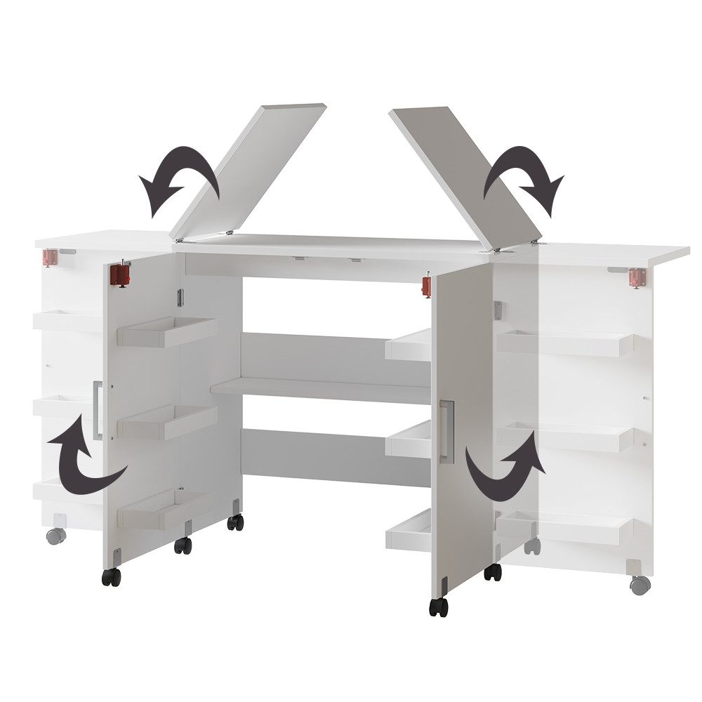 Vicco Schreibtisch Carmen, Weiß, 160 x 80.2 cm mit 6 Regalfächer (1-St)