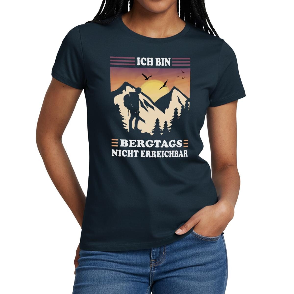 Spreadshirt T-Shirt Ich Bin Bergtags Nicht Erreichbar Wandern Frauen T-Shirt (1-tlg) Slim Fit, fällt klein aus