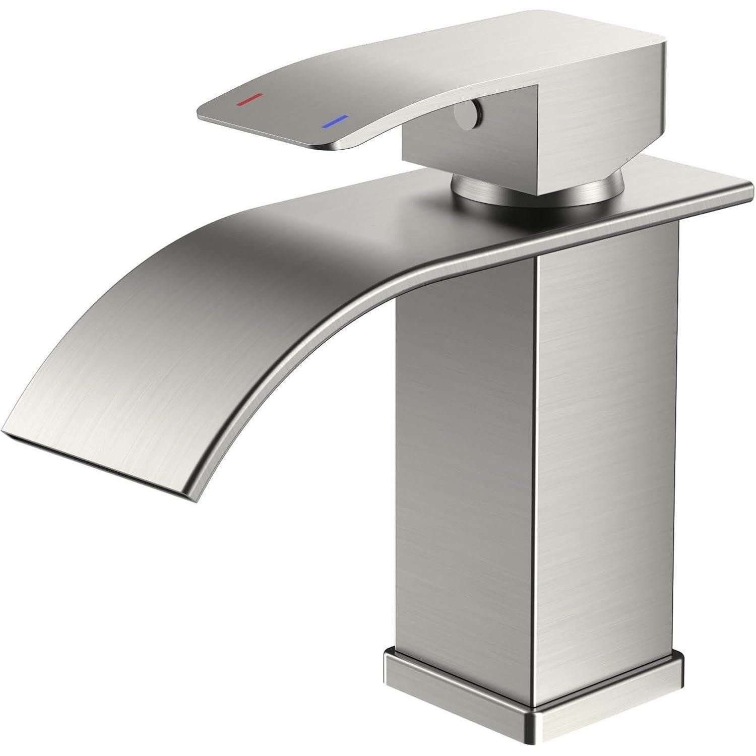 LuxusKollektion Waschtischarmatur Waschtischarmatur Einhandmischer Wasserfall Auslaufhöhe 80mm Edelstahl