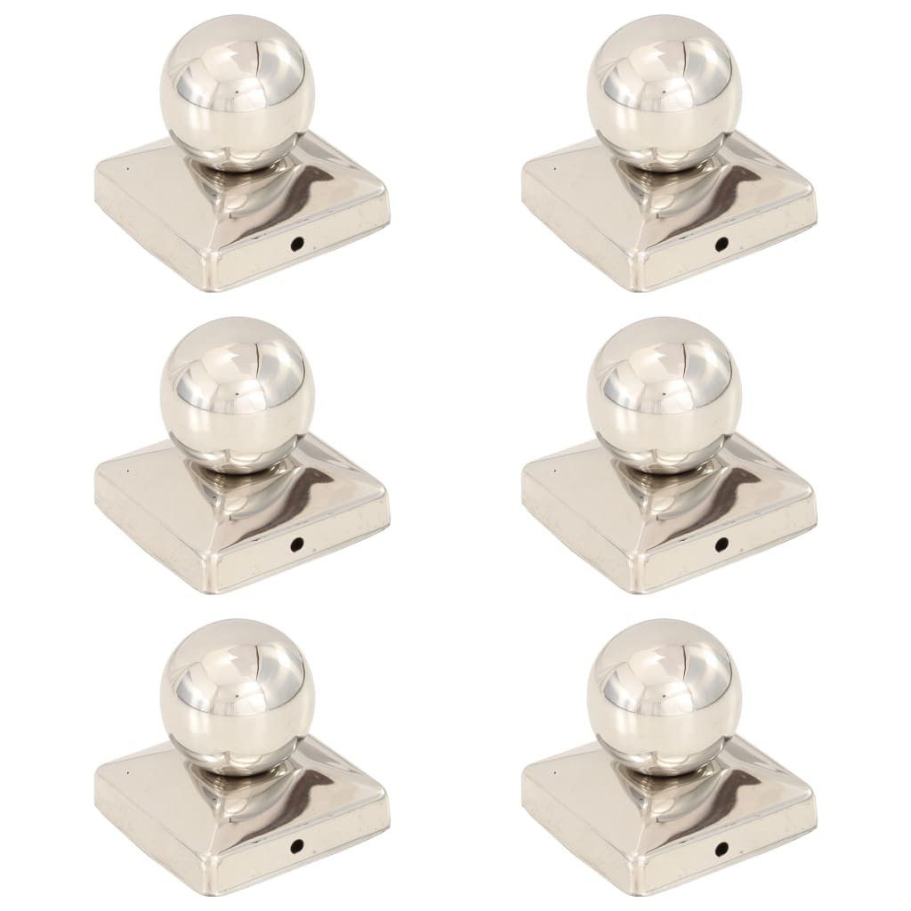 vidaXL Draht Pfostenkappen 6 Stk. Kugelform Edelstahl 81 x 81 mm, (6St)