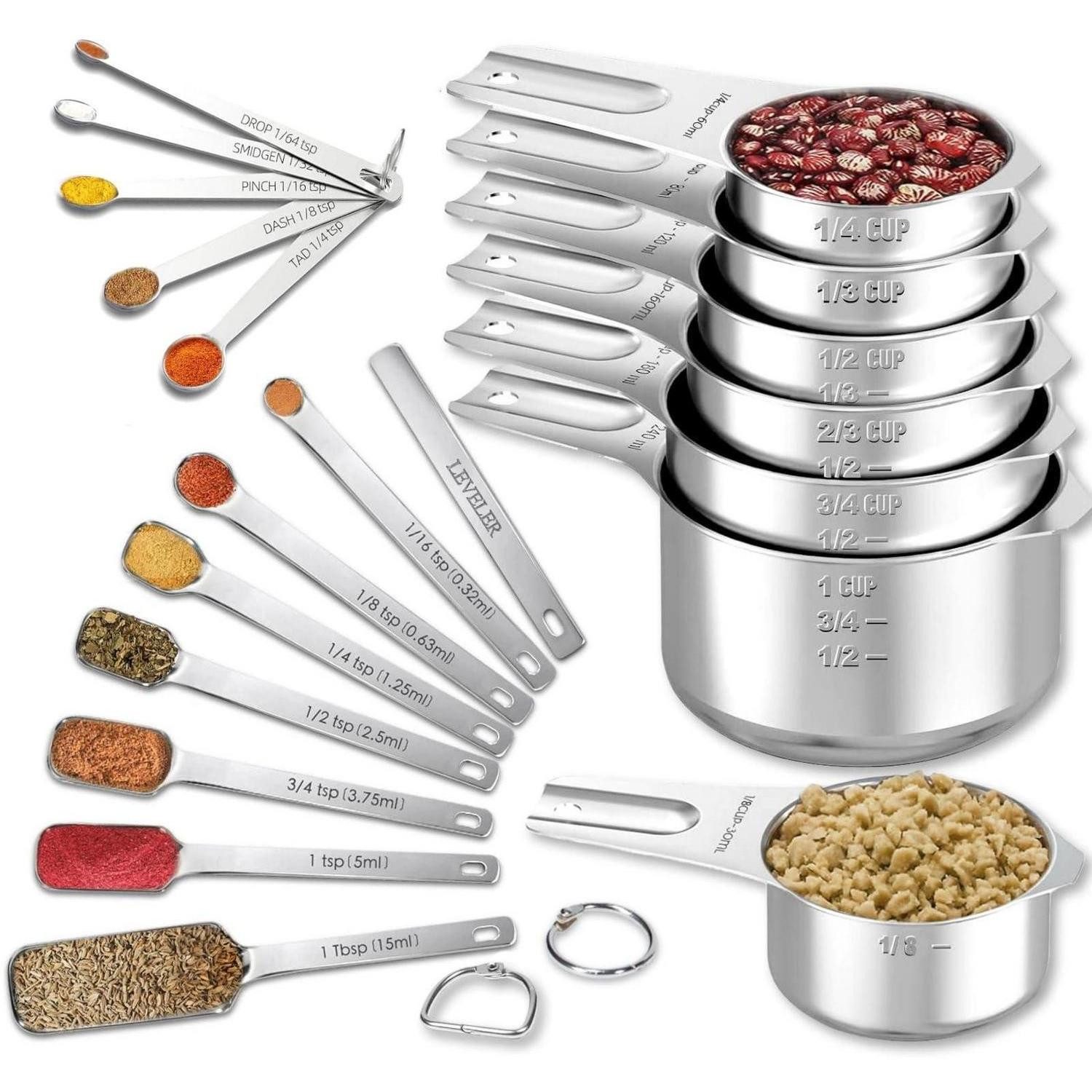LuxusKollektion Messlöffel Messbecher & Löffel Set 20tlg Edelstahl