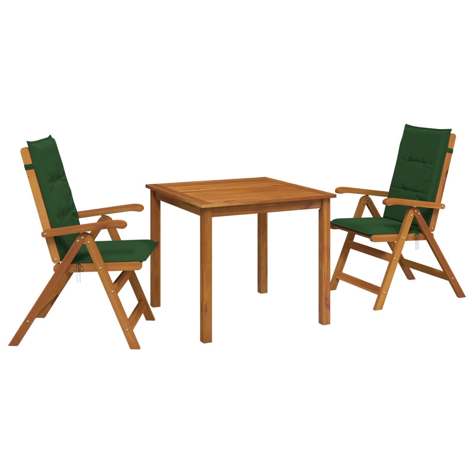 vidaXL Garten-Essgruppe 3-teilige Garten-Essgruppe Natur Massivholz
