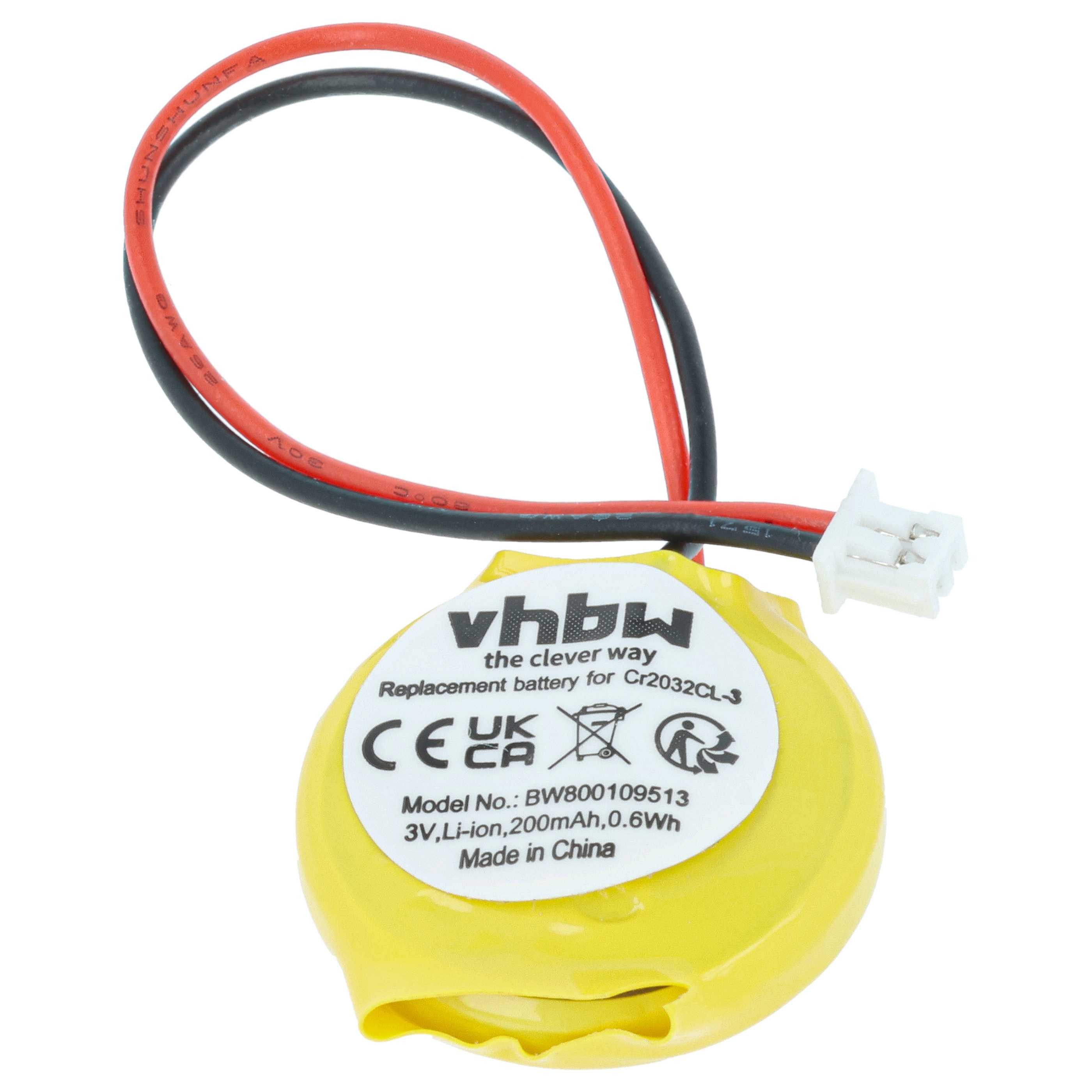 vhbw Batterie Ersatz für Lenovo 02K6572, 01AW187, 01AW186, 4W3253, 0A90099, Akku Batterie Li-Ion 200 mAh (3 V, 1 St), Leistungsfähige Ersatz-Batterie für PC, Laptop, Barcodescanner, Nicht