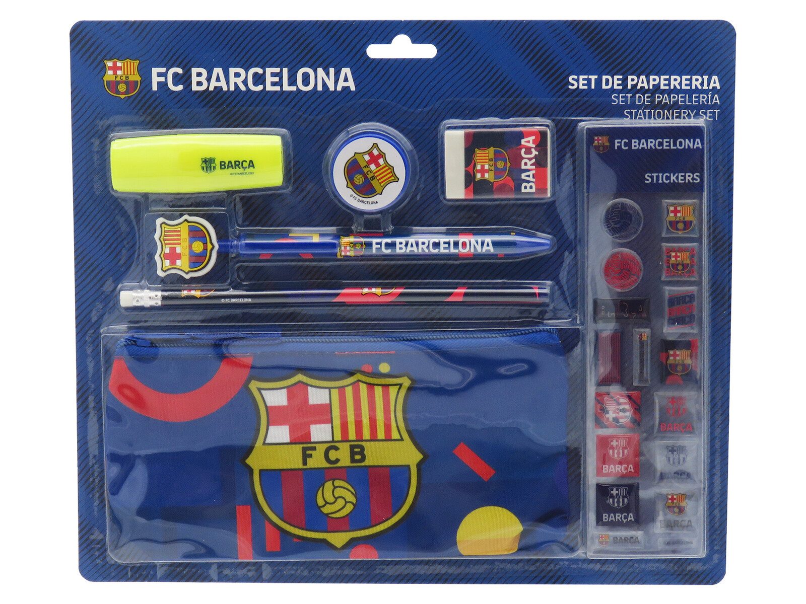 FC Barcelona Federmäppchen - Schreibset mit Federmäppchen, Stift, Bleistift und Aufklebern, (1-tlg)