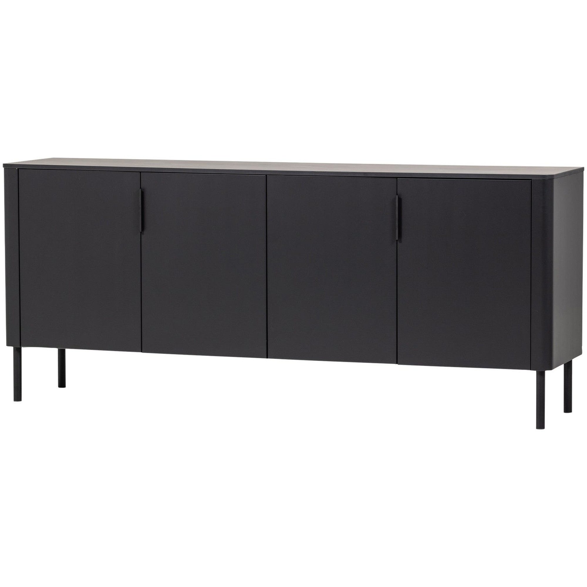 WOOOD Sideboard Gunnar 200 cm Kiefer [FSC] Mattschwarz – modern, 200 x 44 x 85 cm, Großzügiges Sideboard mit zeitlosem Design