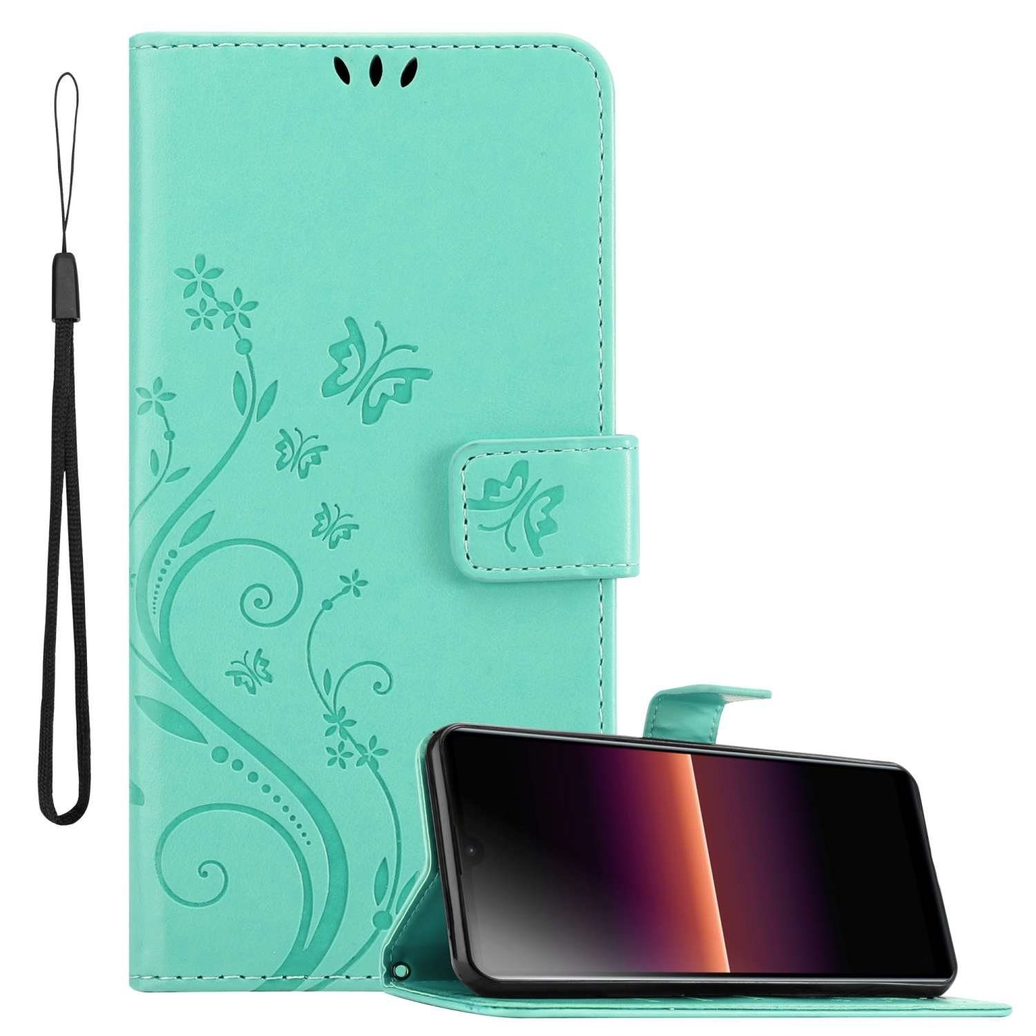 Cadorabo Handyhülle für Sony Xperia L4 Hülle Sony Xperia L4, Hülle Schutzhülle Blumen Flower mit Standfunktion Kartenfach Magnet