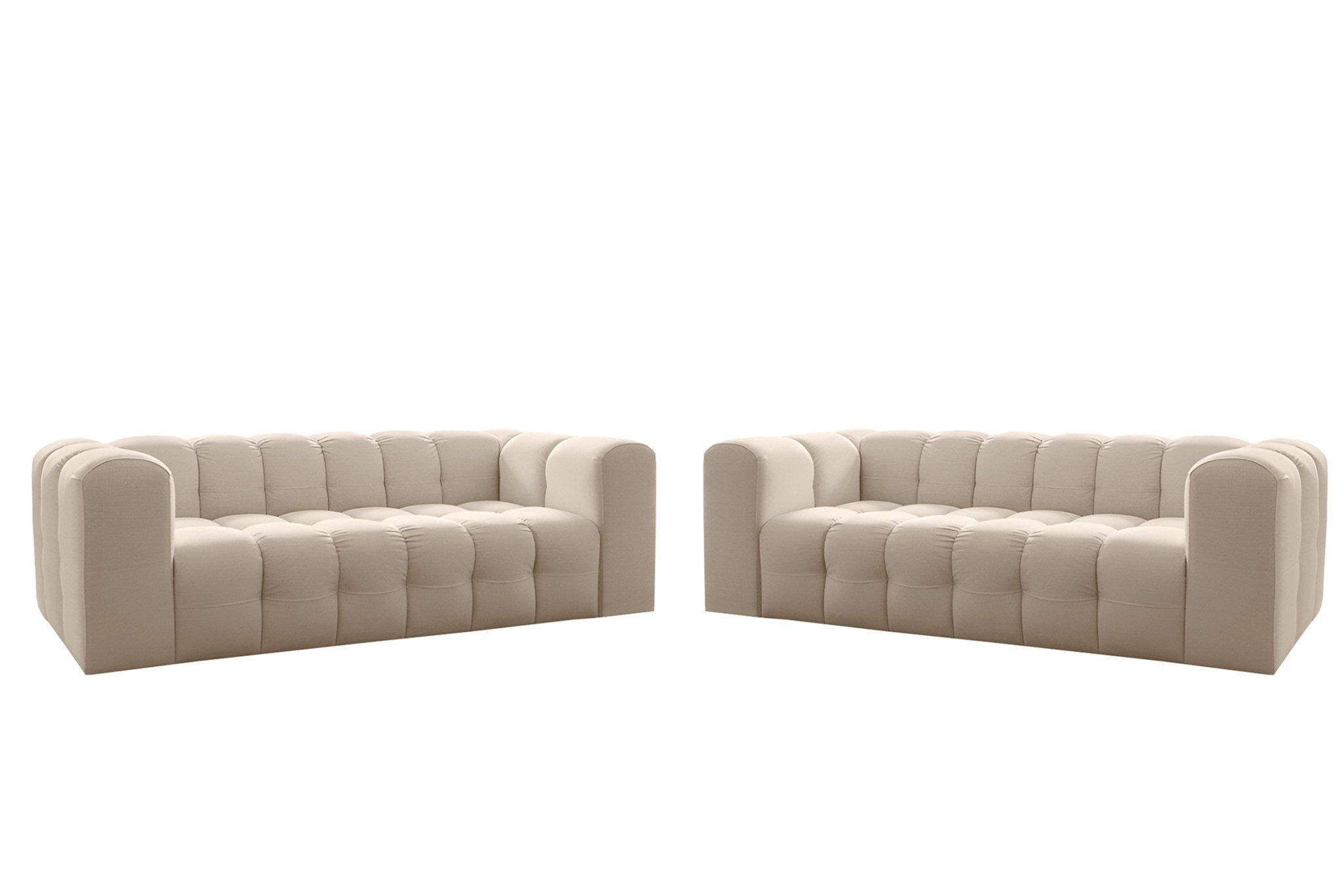 Fun Möbel Polstergarnitur Designersofa SOLVIE 2 x 4-Sitzer, (Stoff Moly oder Tiffani, 2-tlg), Sofas-Rücken echt bezogen