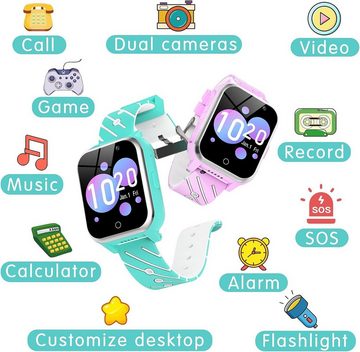 Igreeman Kinder-Uhr Telefon für Mädchen und Jungen Smartwatch (1,54 Zoll), mit Spiele Anruffunktion SOS Kamera Musik Schrittzähler Taschenlampe