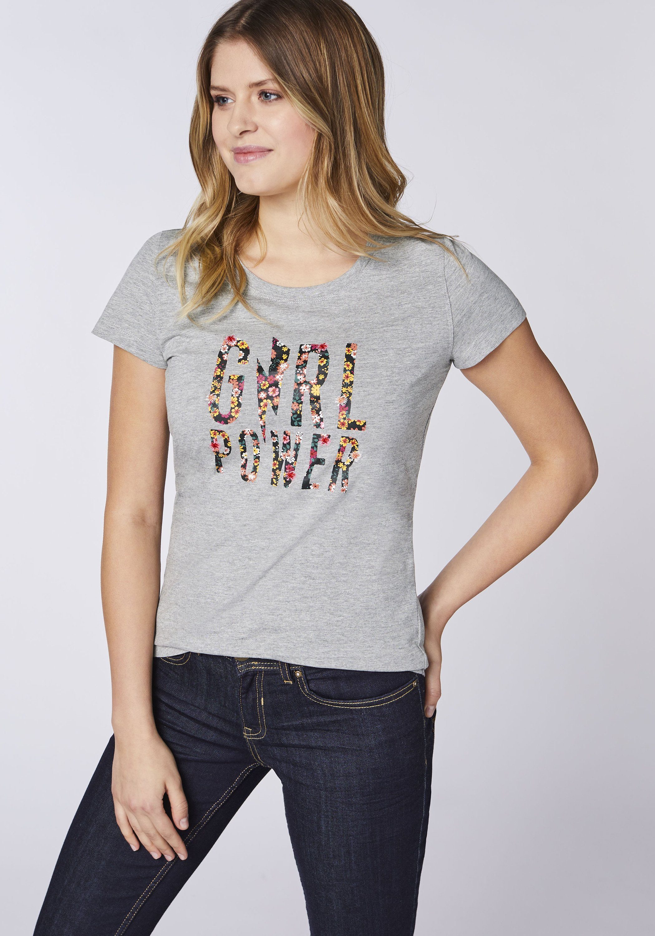 Melange Power Jeans Oklahoma Neutral 17-4402M Girl Print mit Print-Shirt Gray